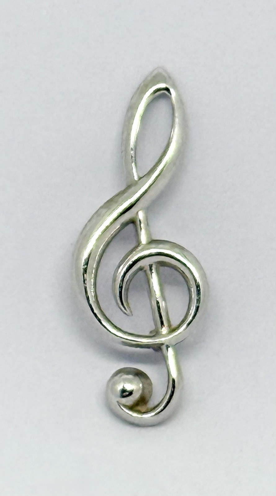 VTG Sterling Silver Treble Clef Music Note Brooch Pin Hallmarked B-S