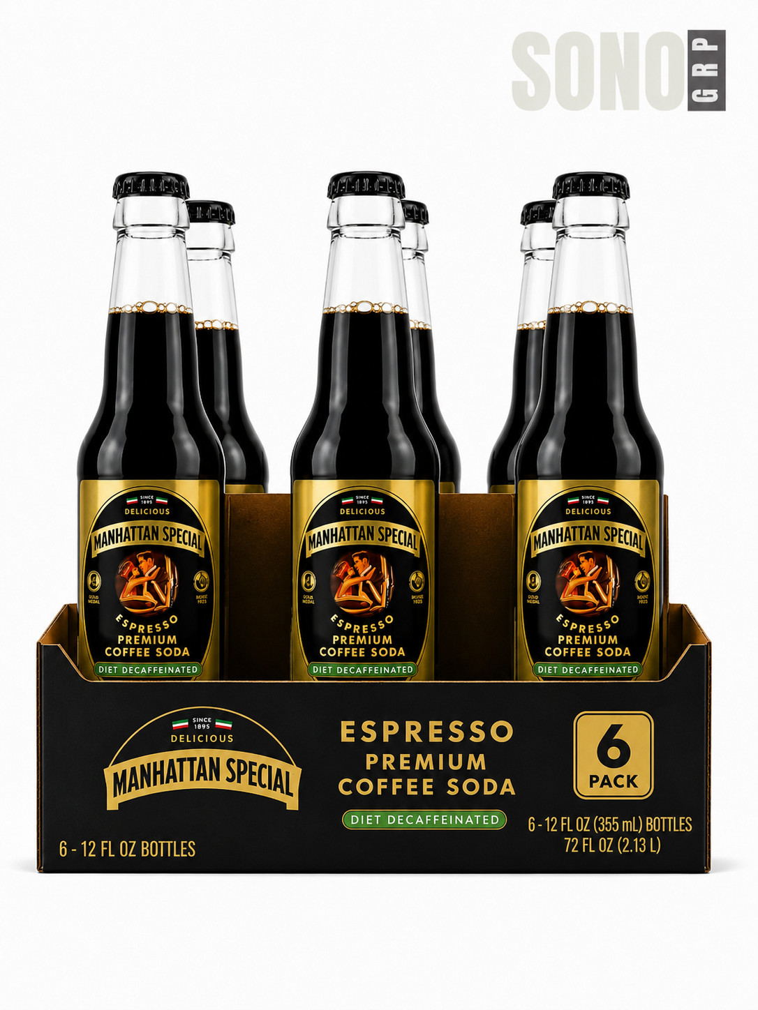 Manhattan Special Premium DIET DECAFFEINATED Coffee Soda 12oz | 6 Pack