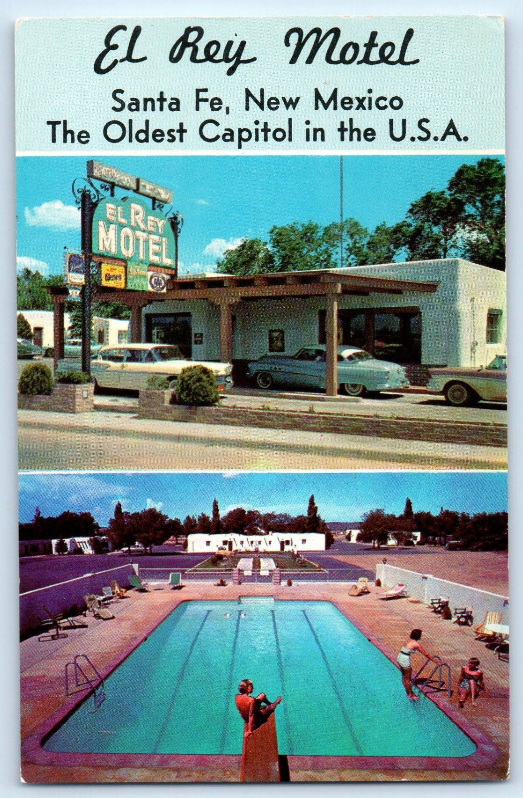1960 Santa Fe New Mexico NM Postcard El Rey Motel Oldest Capitol US Unposted