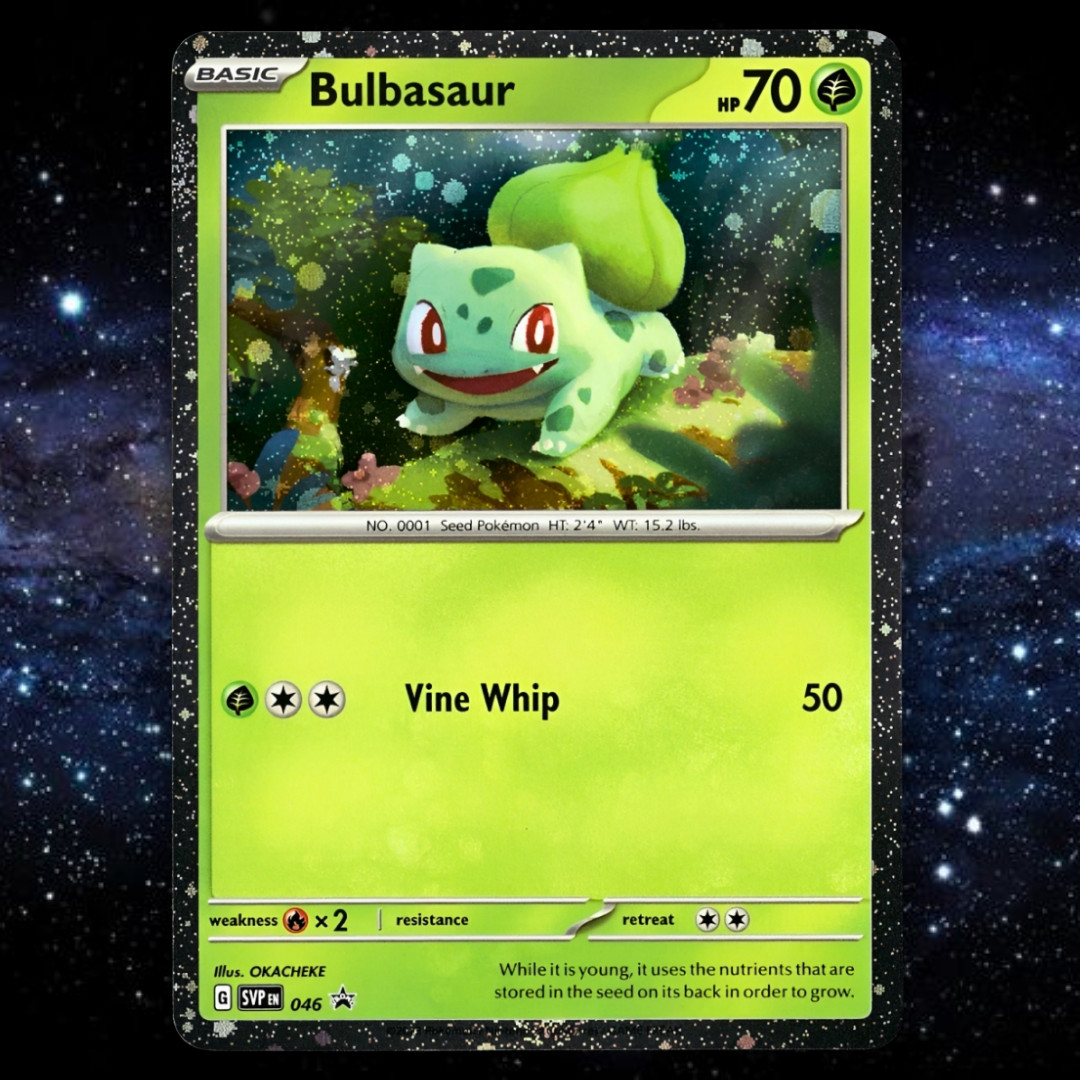 Bulbasaur 046 Cosmos Holo w/ SWIRL🌀Black Star Promo Pokemon Card (HD Holobleed)
