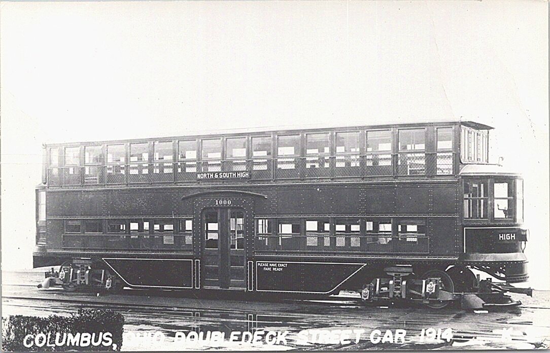 RPPC Columbus OH Double-Deck Streetcar 1914 (1950s post card) RPPC Columbus OH Double-Deck Streetcar 1914 (1950s post card)