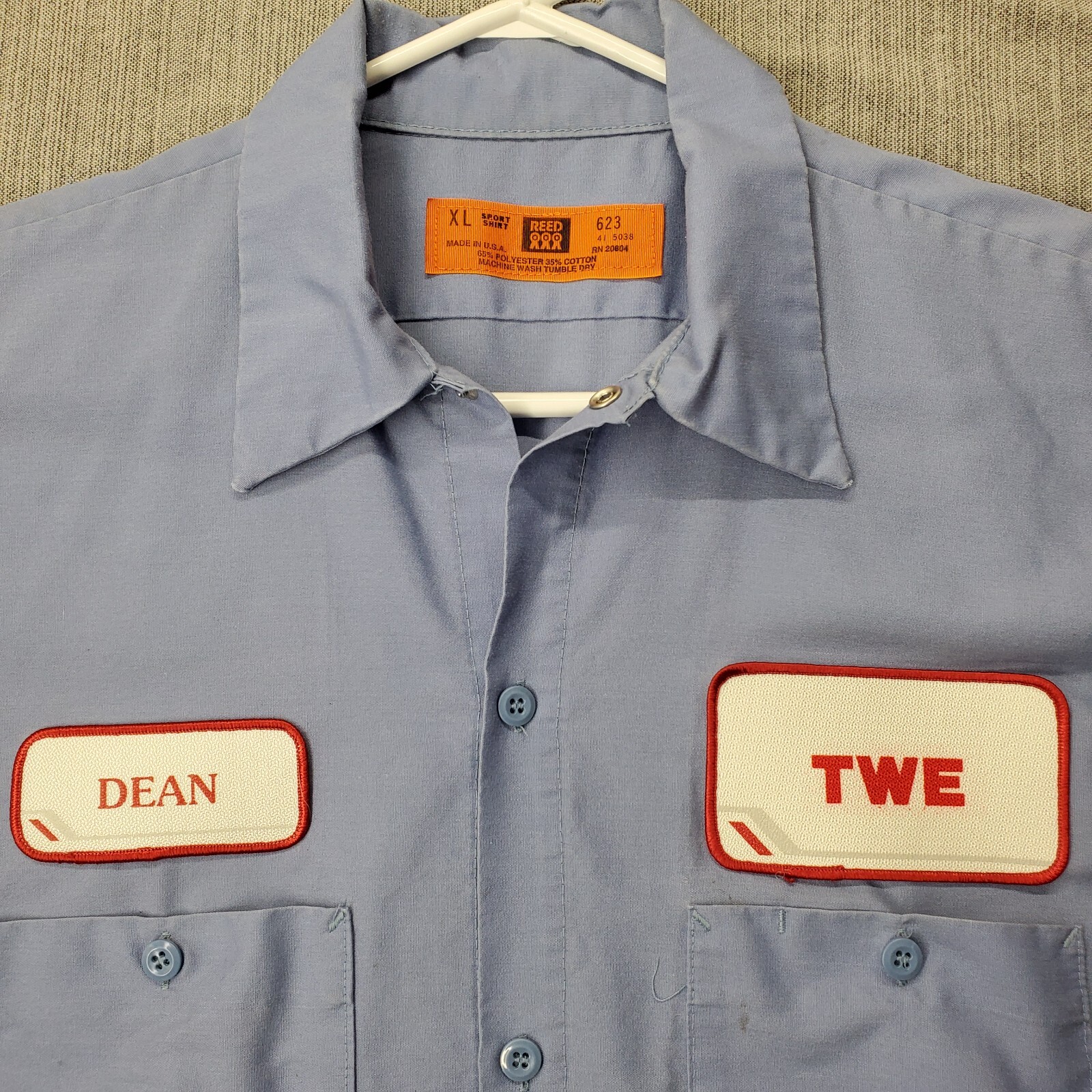 Vtg TWA Shirt Trans World Express TWE Airlines White Red Work Uniform Patch XL