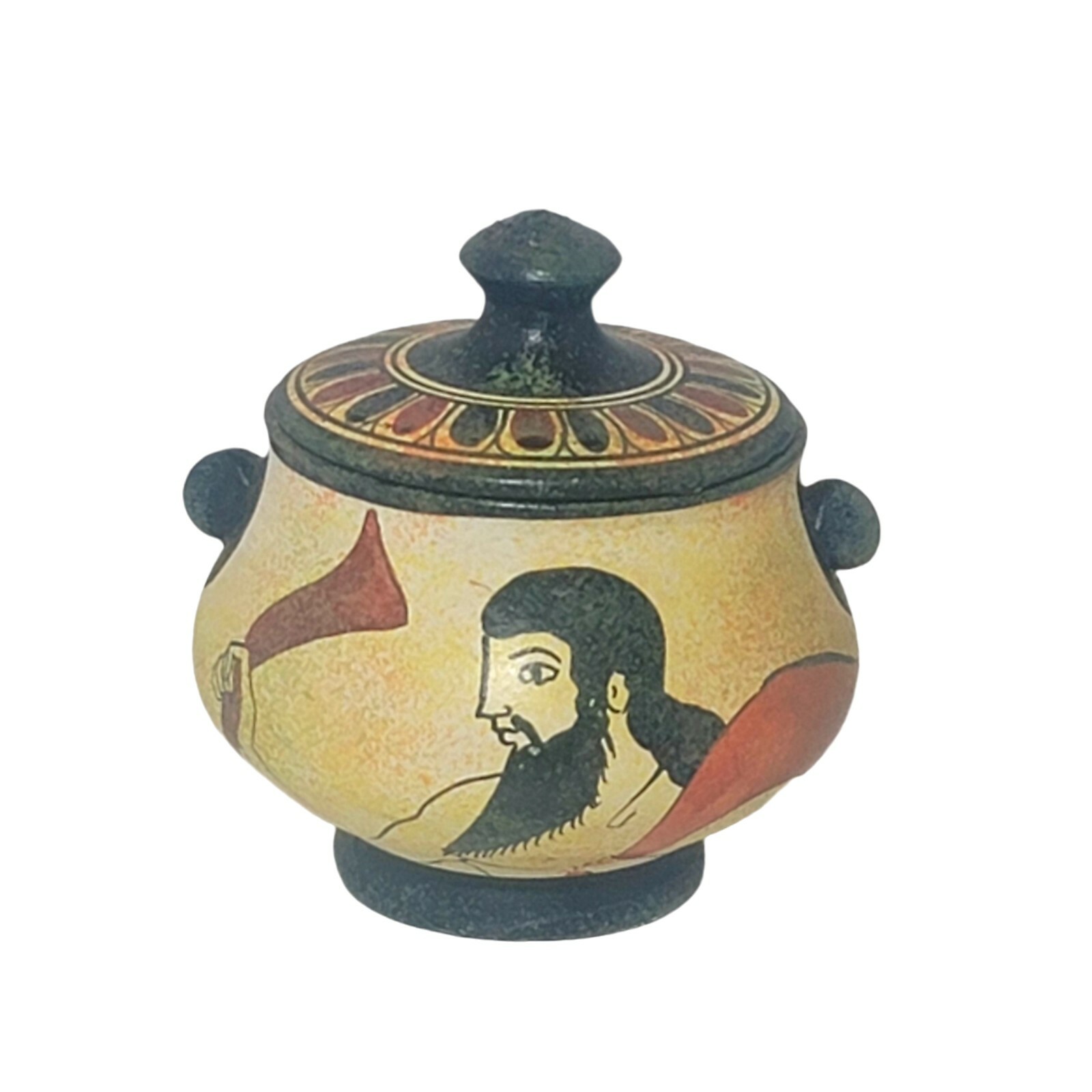 Vintage Greek Box Trinket Box With Lid Copy 480 BC Greece Hand Made 2.75\