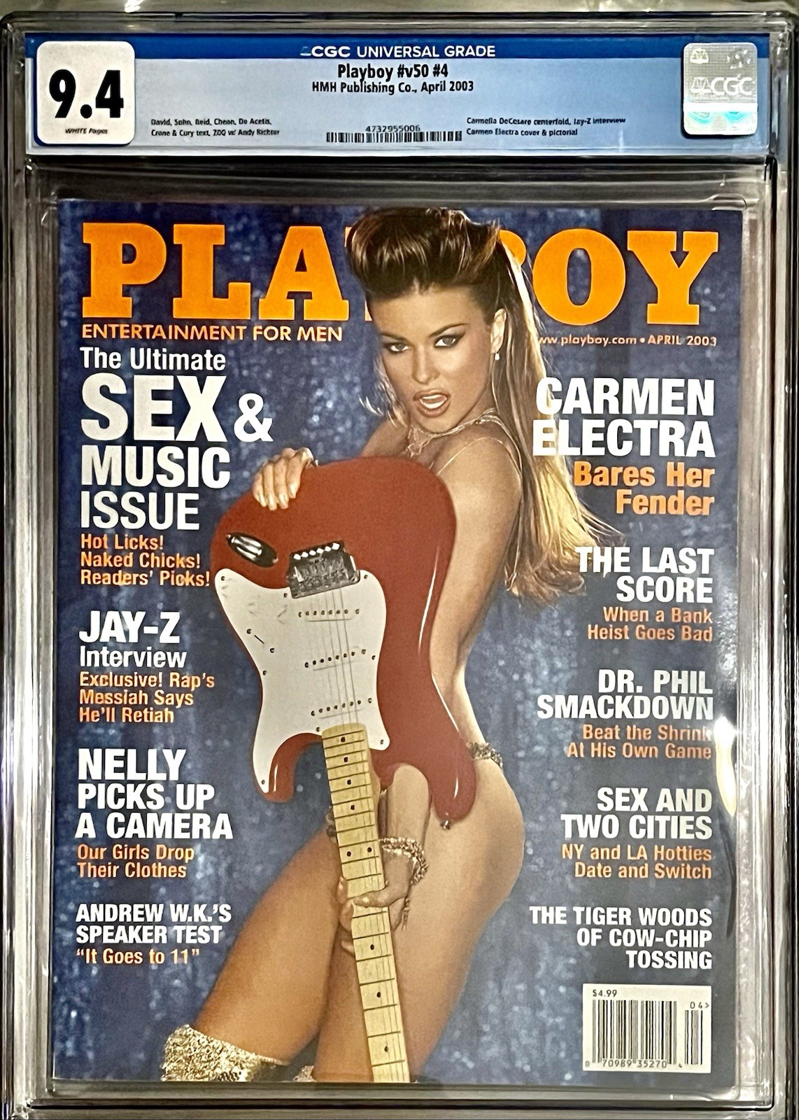 Playboy Carmen Electra Cover April 2003 CGC 9.4 Sex & Music #v50 #4 JAY-Z