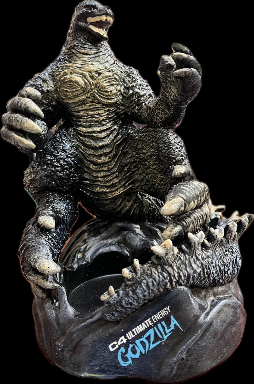 RARE C4 Ultimate Energy x Godzilla Can Holder Statue Figurine Toho Promo No Box