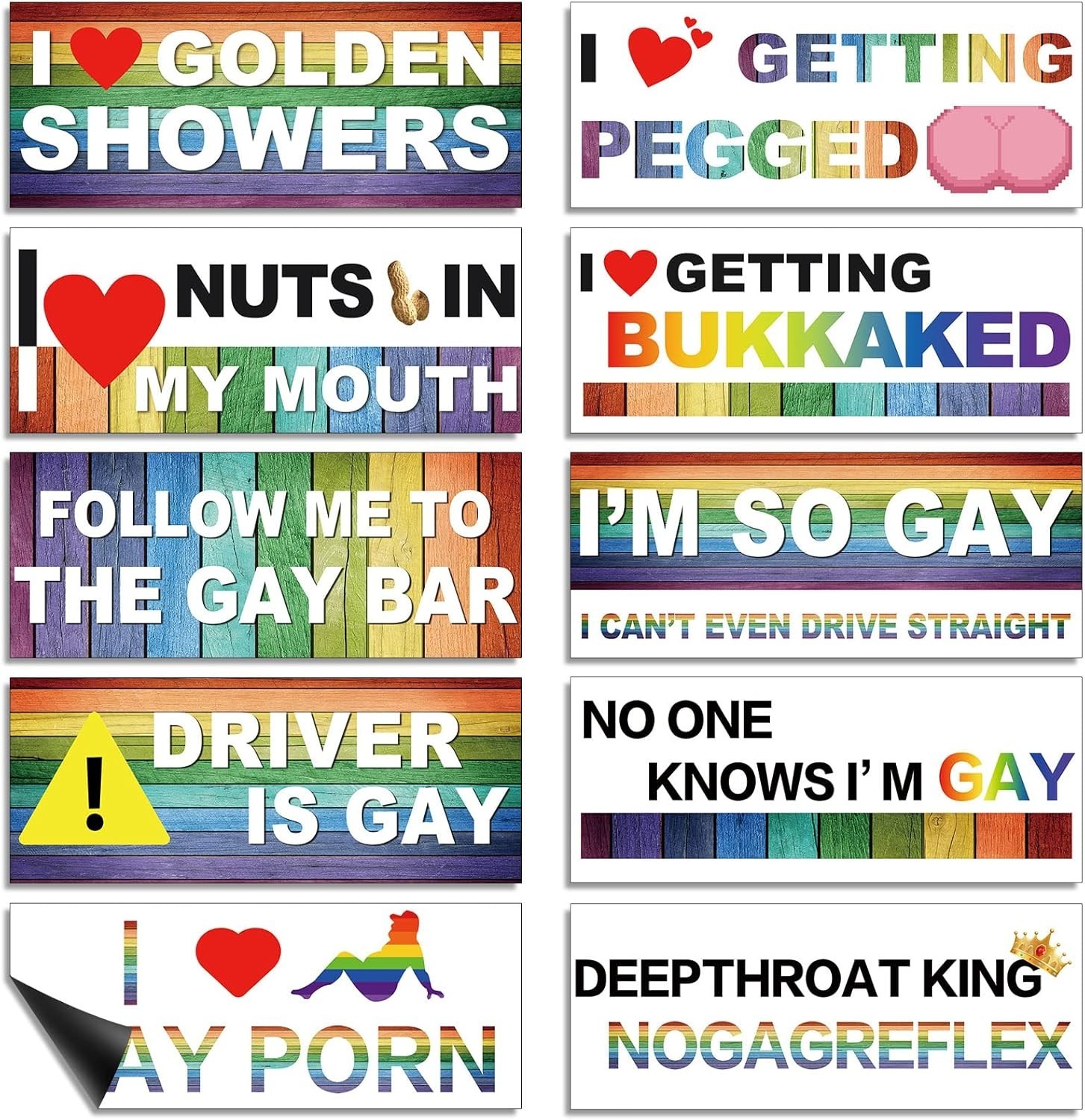 10Pcs Funny Gay LGBT Prank Bumper Stickers Magnetic Bumper Decals Funny Sticker 10Pcs Funny Gay LGBT Prank Bumper Stickers Magnetic Bumper Decals Funny Sticker