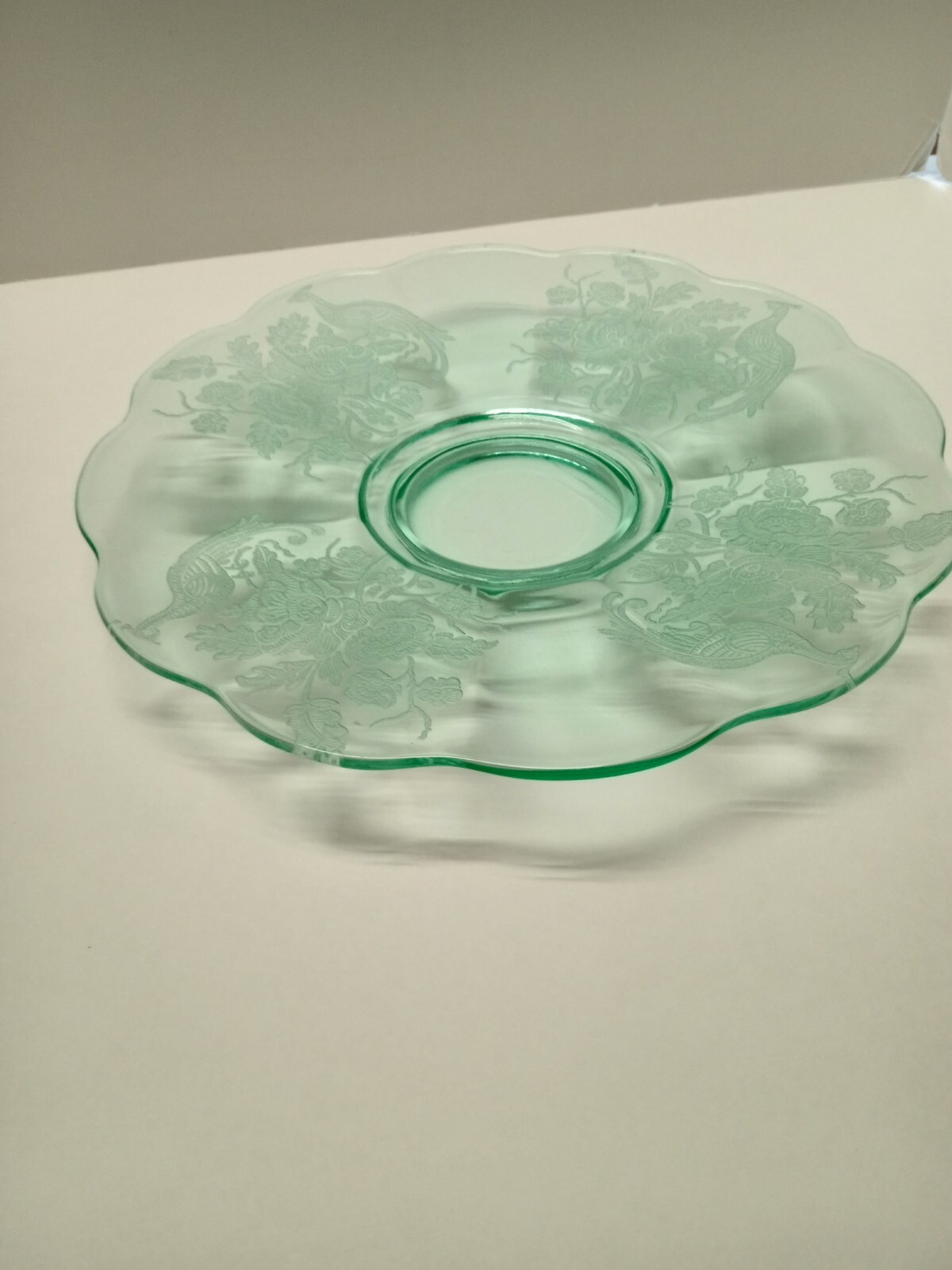 Paden City Peacock Wild Rose Green FTD Server Platter Plate 10