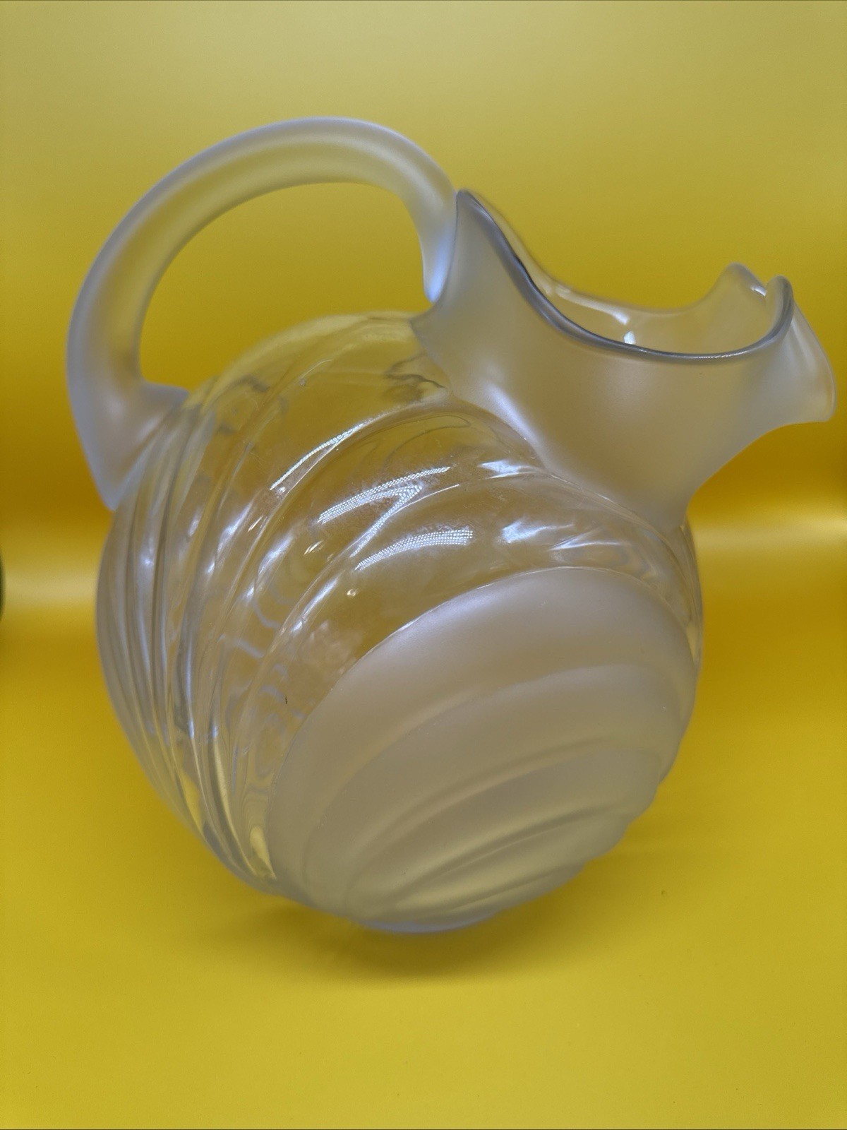 Rare Vintage Cambridge Caprice Crystal Alpine Clear Tilt Ball Pitcher Ice Lip