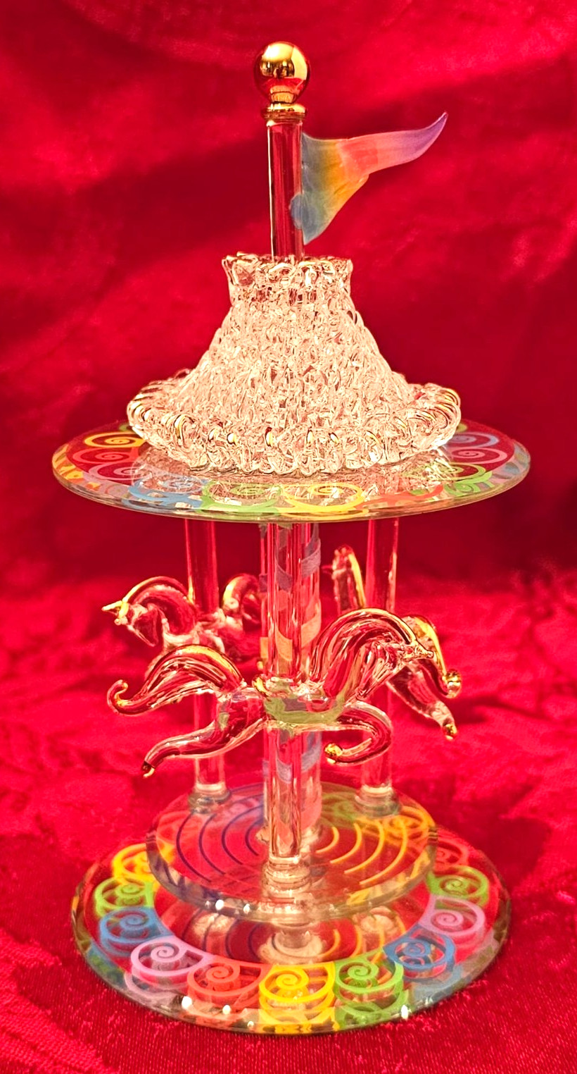 Glass Baron Carousel Figurine new in box 2006 24 karat gold accents