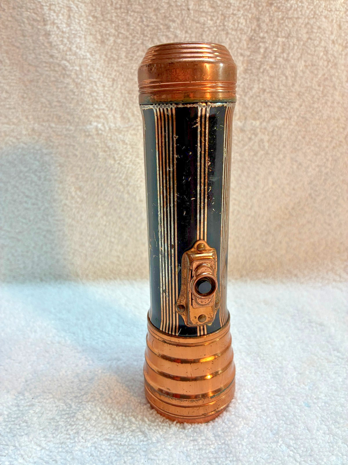 Vintage Ever Ready Flashlight Copper all metal battery collectible tool  RARE