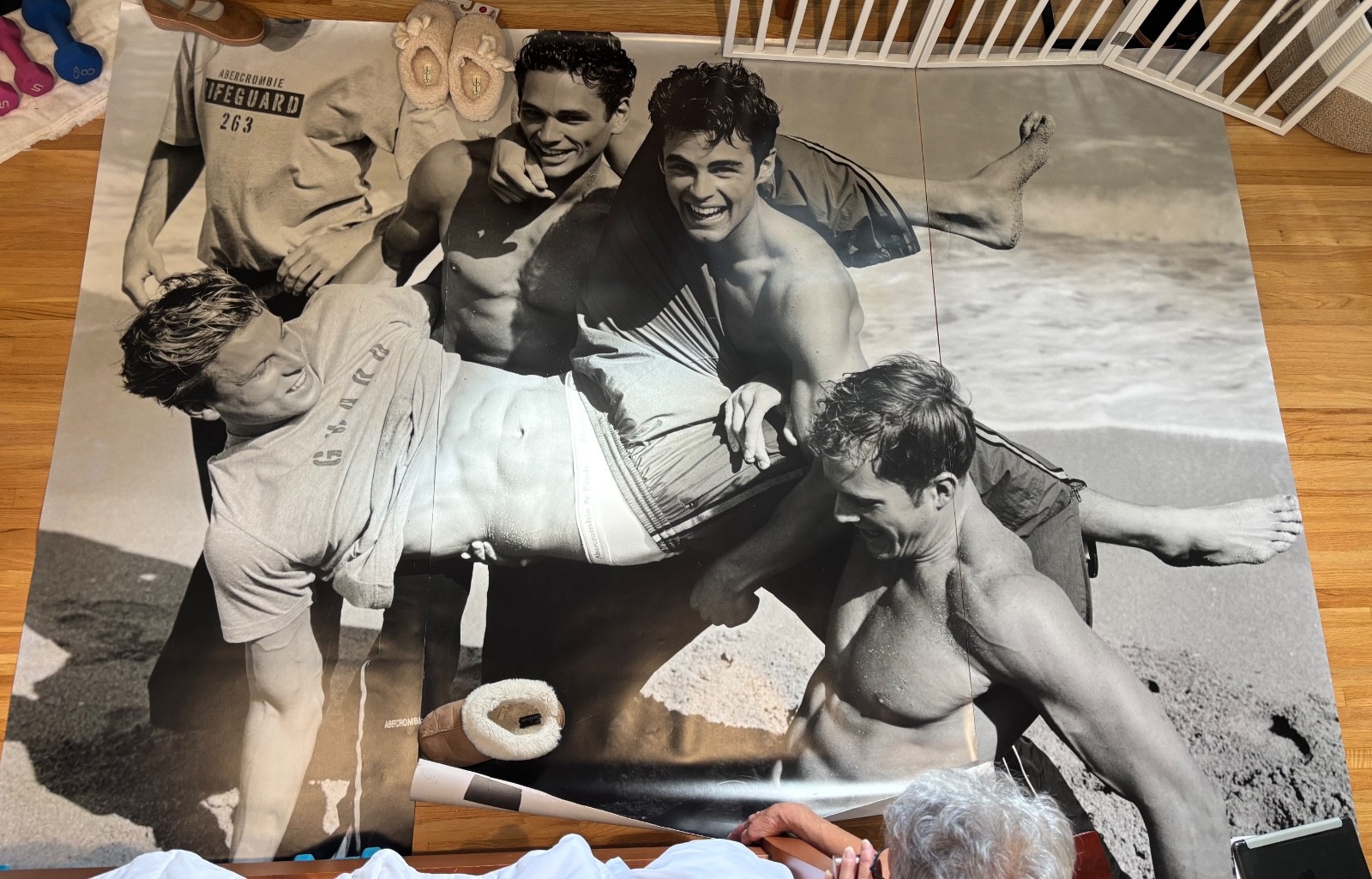 HUGE Vintage Abercrombie & Fitch 3-Panel Store Display Poster 71x100 1990s RARE