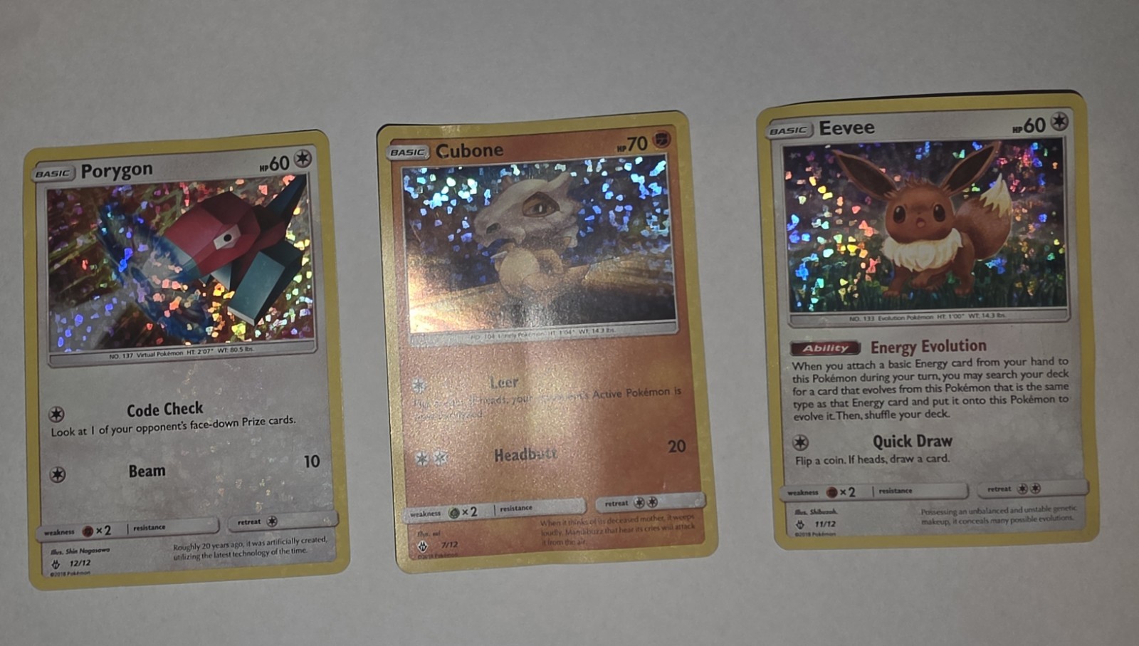 Pokemon TCG 2018 McDonald's Promo 3 Card Lot Eevee, Paragon, Cubone Damaged Pokemon TCG 2018 McDonald's Promo 3 Card Lot Eevee, Paragon, Cubone Damaged
