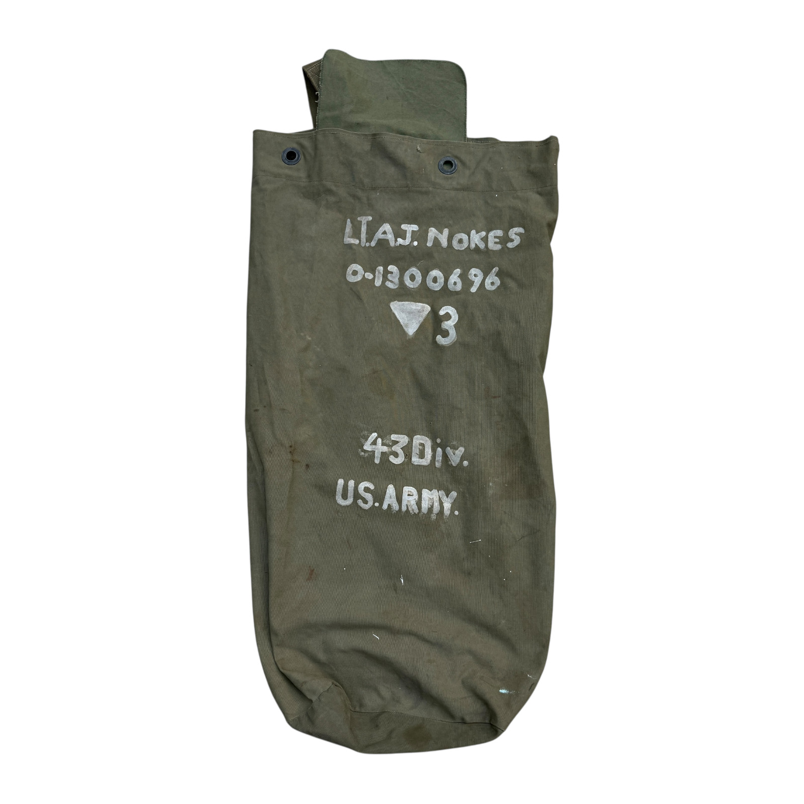 WWII US Army 43rd Infantry Division Named Officer Canvas Duffel Bag Military