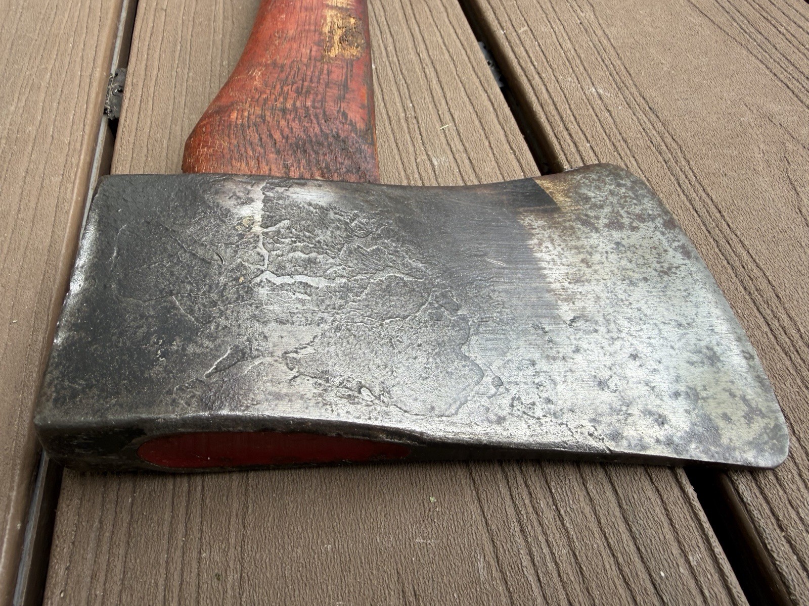 Vintage Unmarked Boys Axe 27” Single Bit Red Wood Handle 3 lb