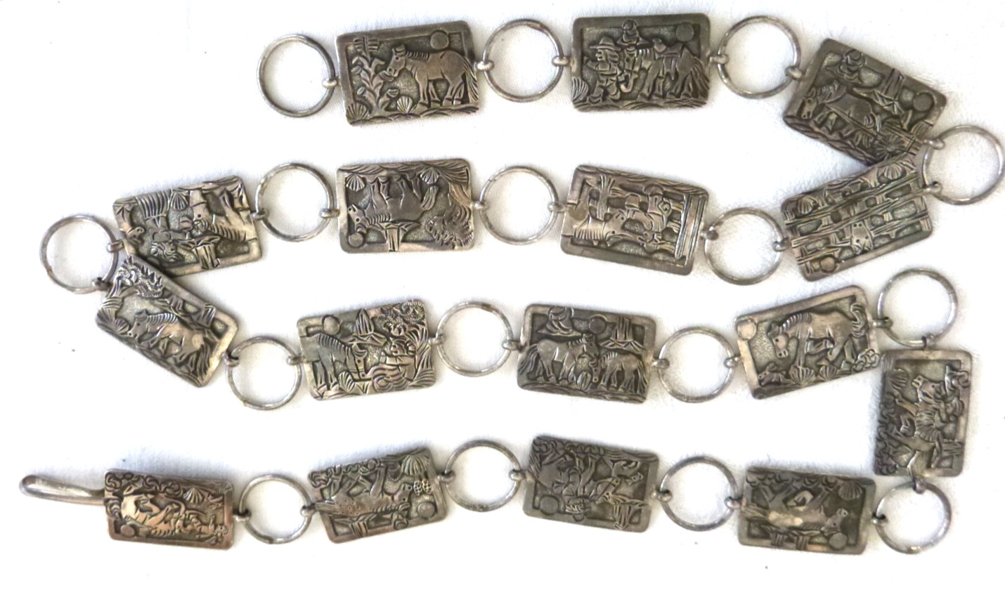 Vnt  Navajo Lloyd Becenti Horse Theme Concho Belt  925 Sterling Silver 188.2gr