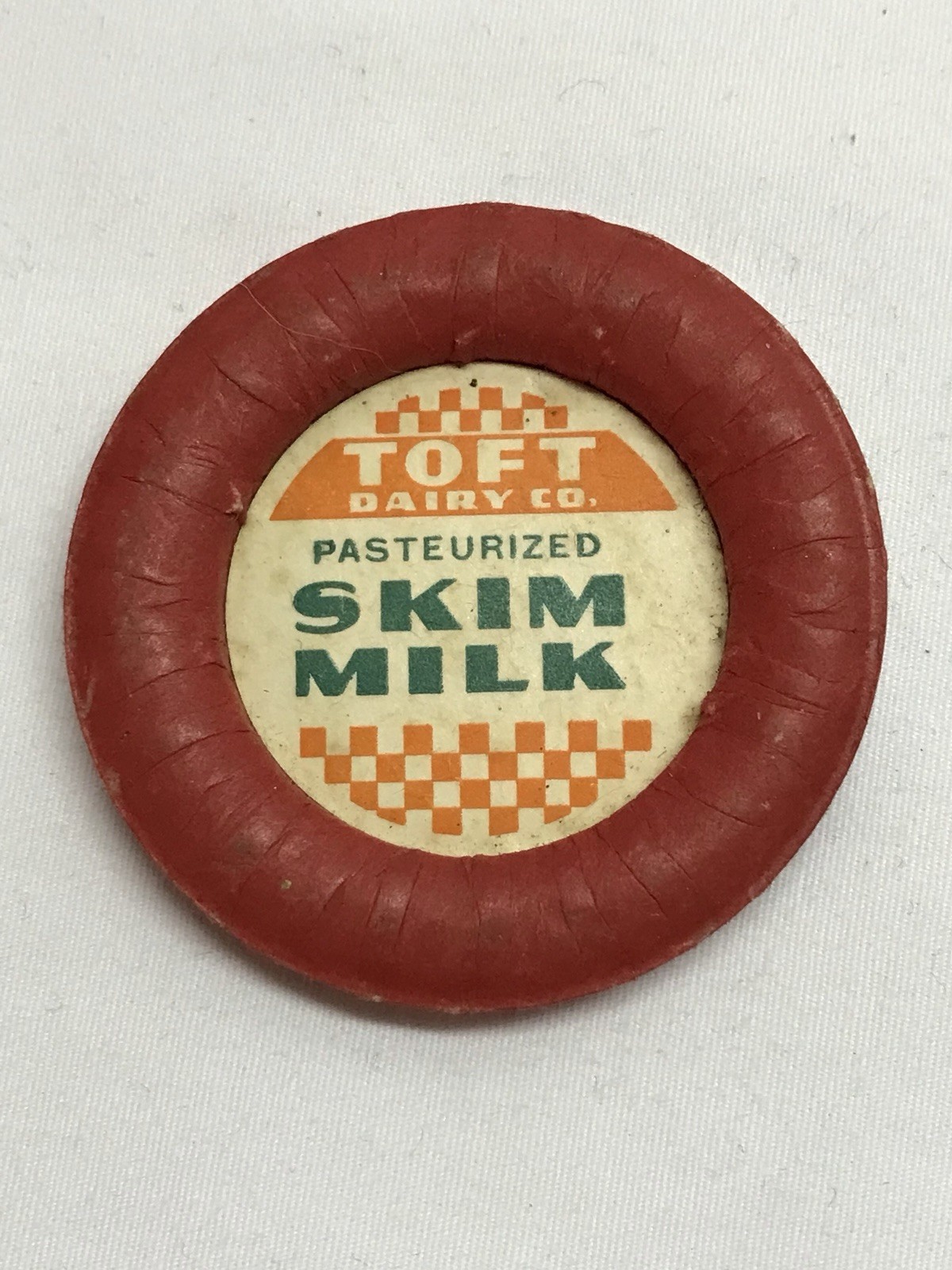 Vintage Toft’s Dairy Ice Cream Sandusky Ohio Waxed Skim Milk Bottle Cap - Unused