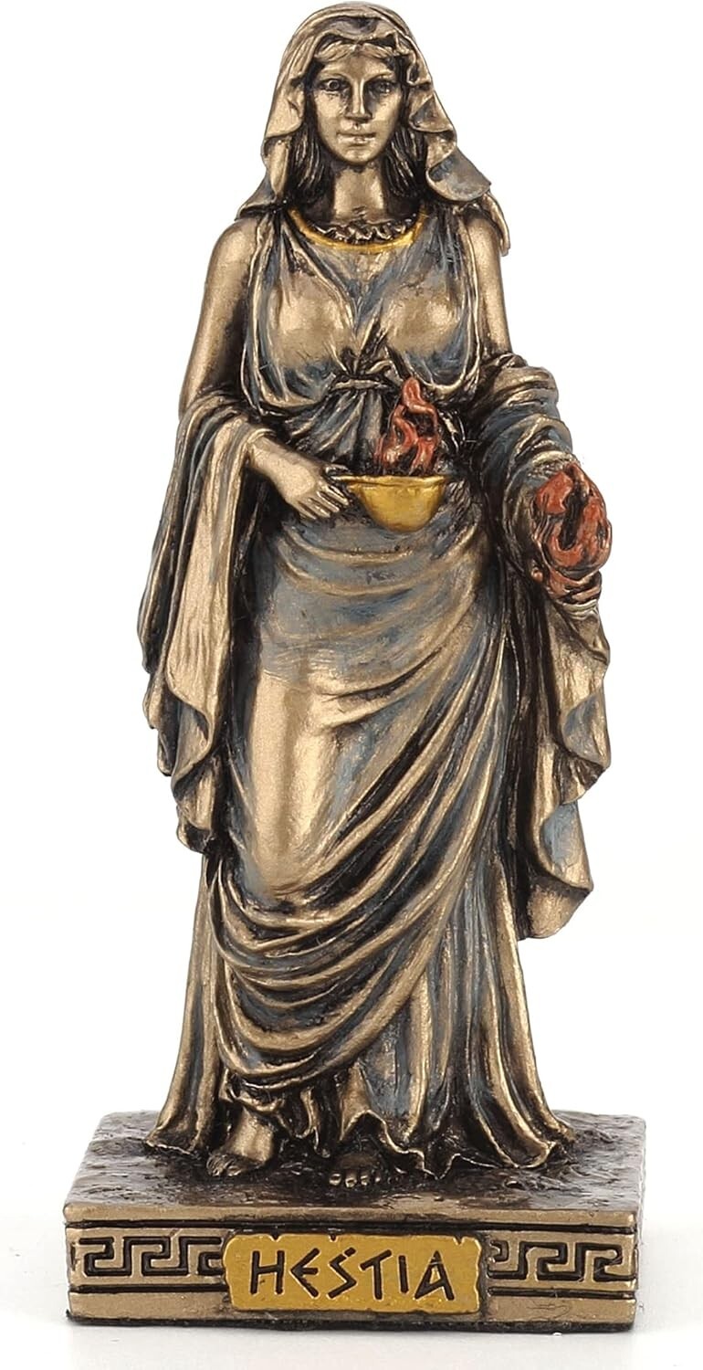 Bronze Hestia Mini Statue Sculpture Greek Roman Mythology Goddess 3.5\