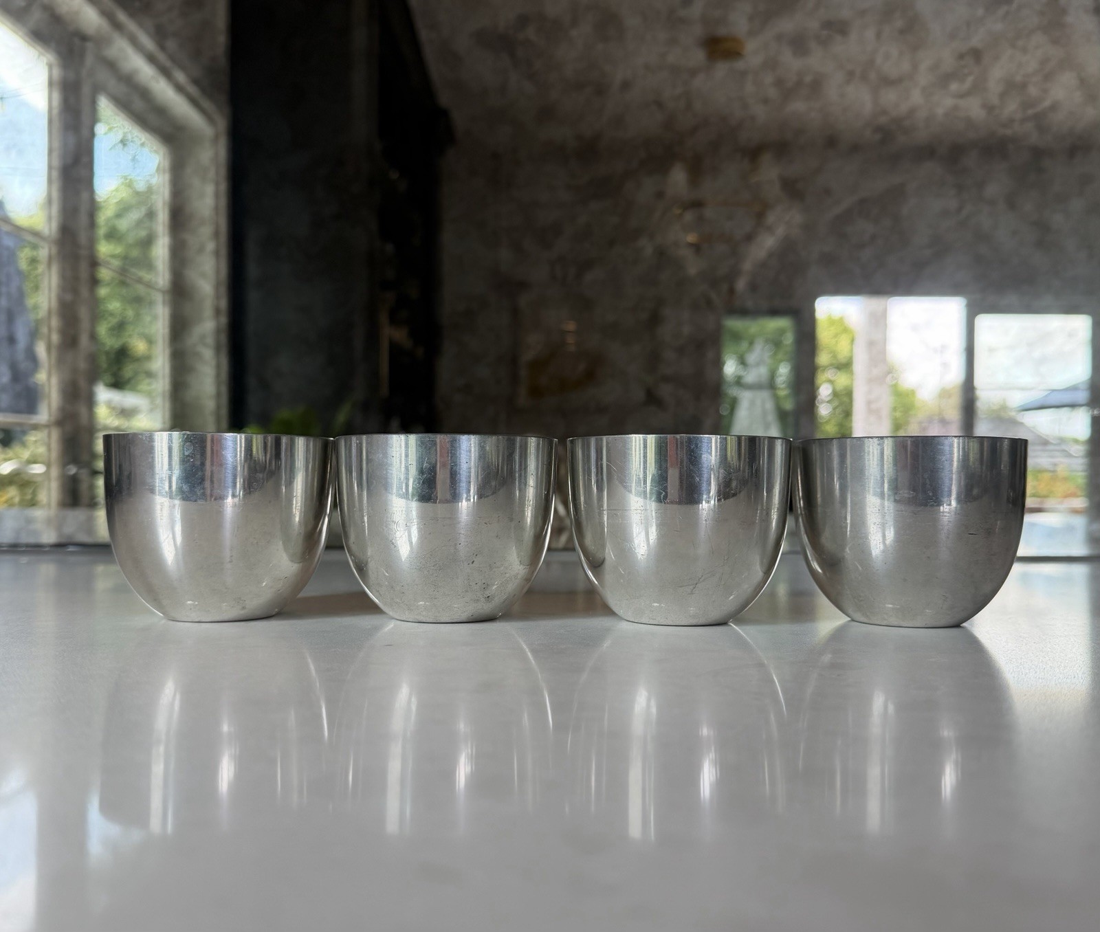 Set 4 Vintage Stieff Pewter P50 Jefferson Cups Monticello Thomas Jefferson Set 4 Vintage Stieff Pewter P50 Jefferson Cups Monticello Thomas Jefferson