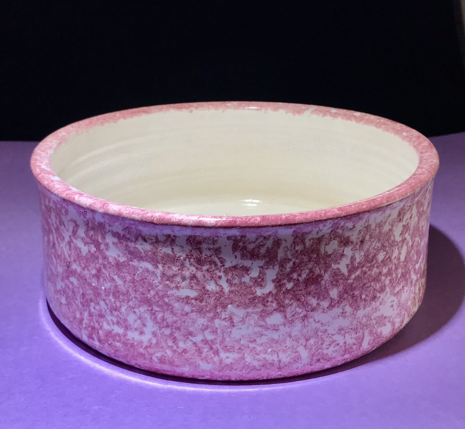  Spongeware Bowl Vintage Pink Primitive Pottery 9