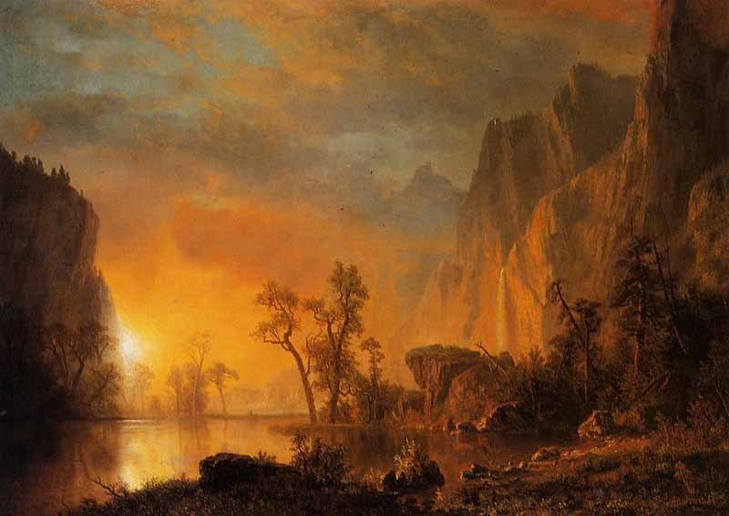 Handpainted Oil painting beautiful landscape Sunset in the Rockies canvas 36\