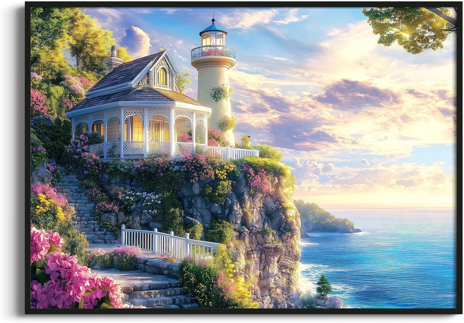Thomas Kinkade Inspired Landscape Wall Art Classic American Countrystyle Framed 