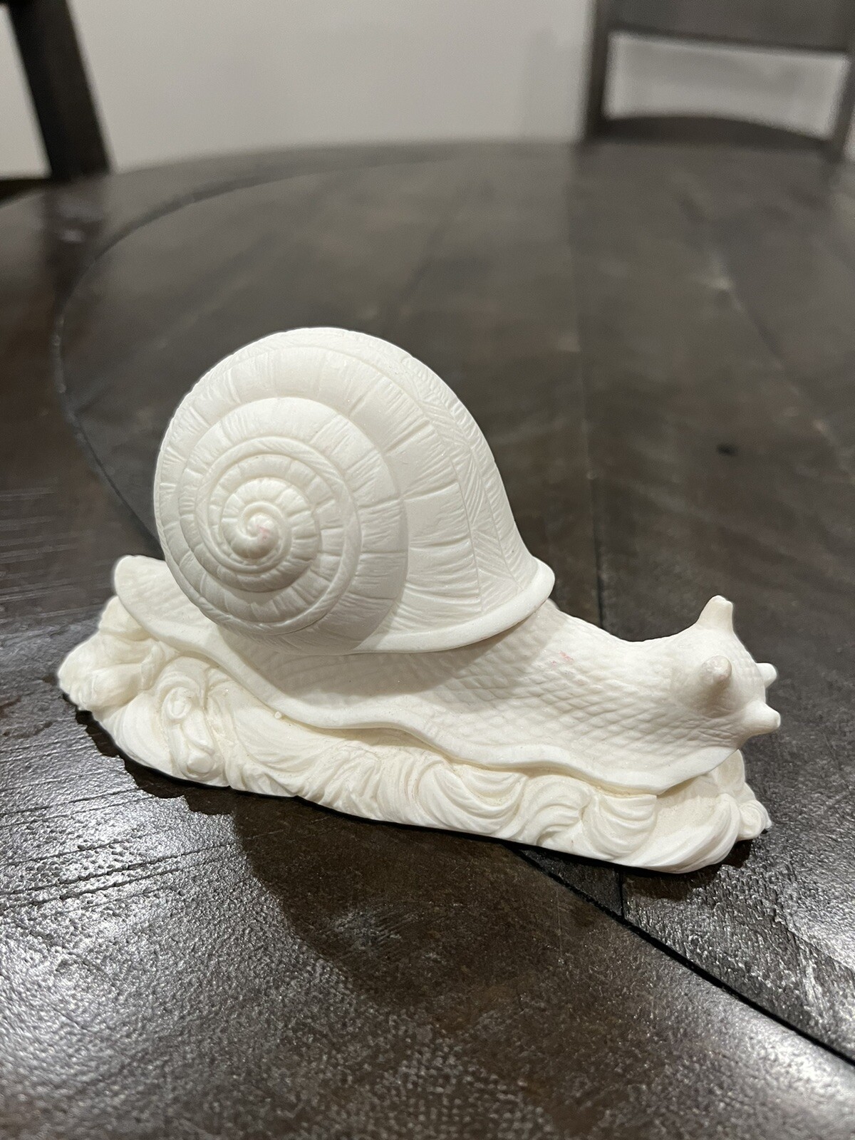 Vintage Alabaster Snail Italy Resin Snail w/ Full Detail White Italian Signed