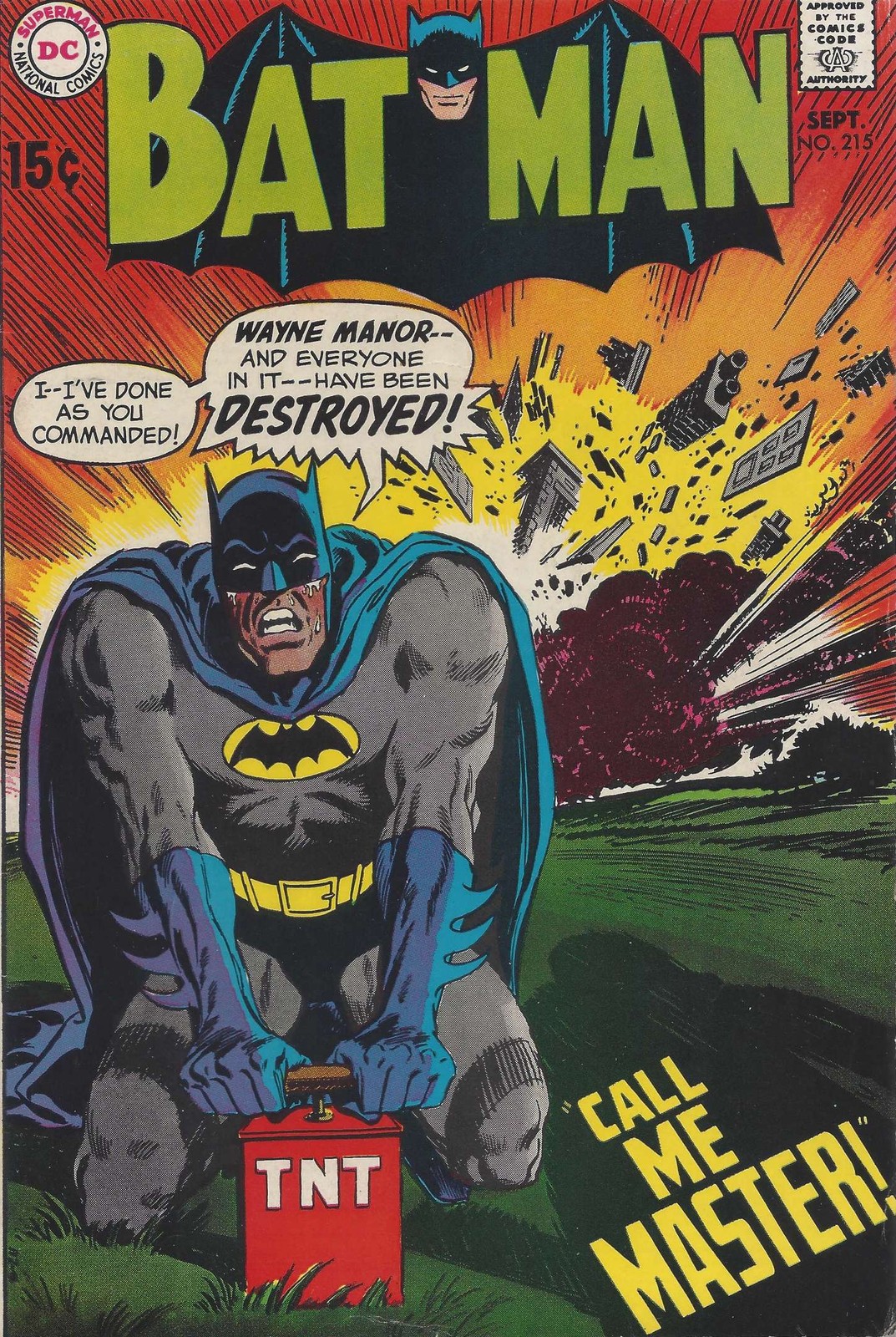 Batman #215 GD; DC | low grade - September 1969 Wayne Manor Destroyed - w/Bag+Bo