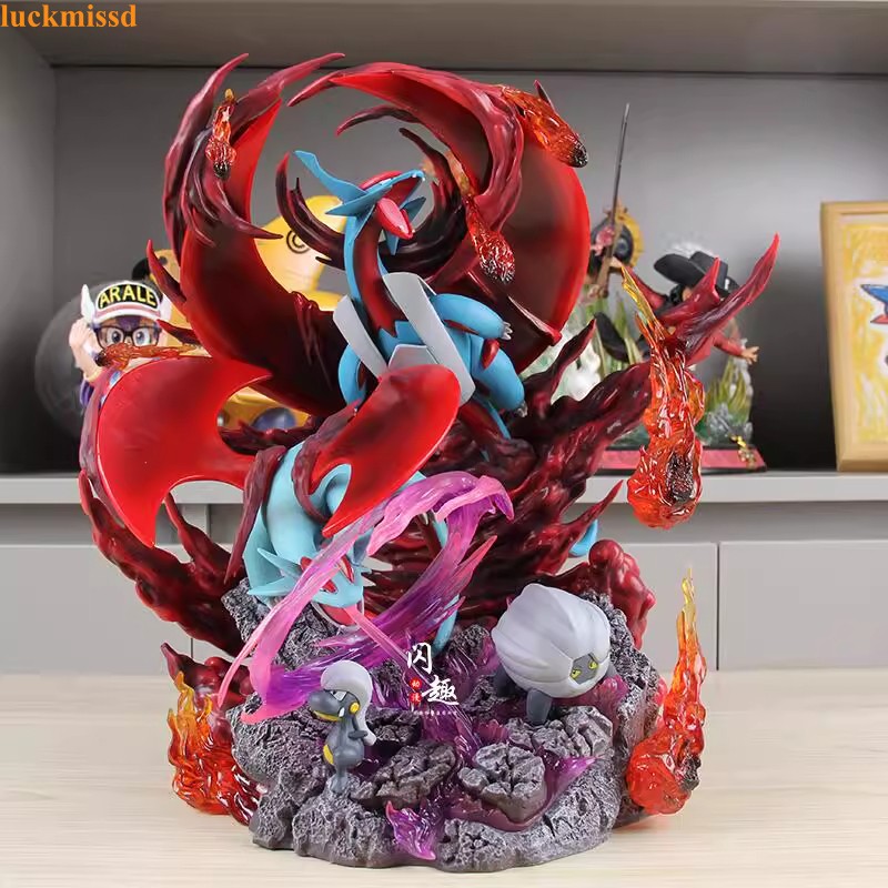 36cmGame Character Salamence Family Evolution PVC Figure Statue Light up Collect