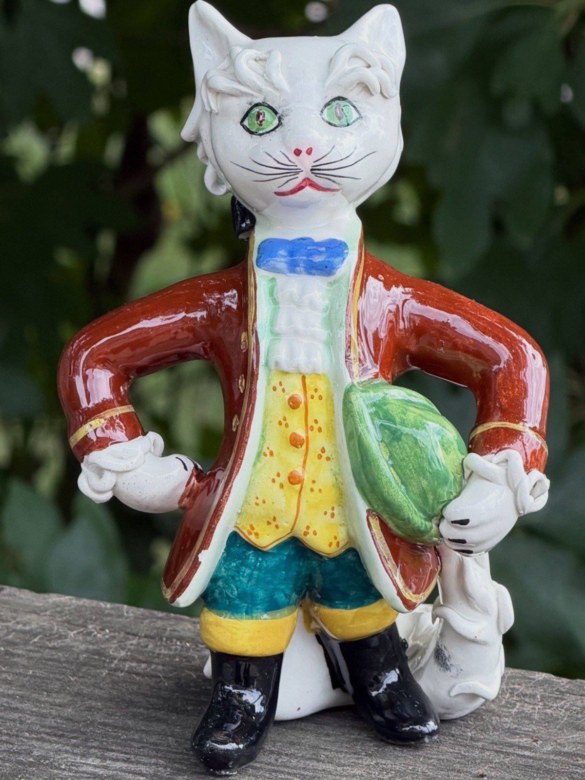 VINTAGE 1950\'S ITALIAN SPAGHETTI POTTERY CAT PUSS IN BOOTS FIGURE Kitsch Retro
