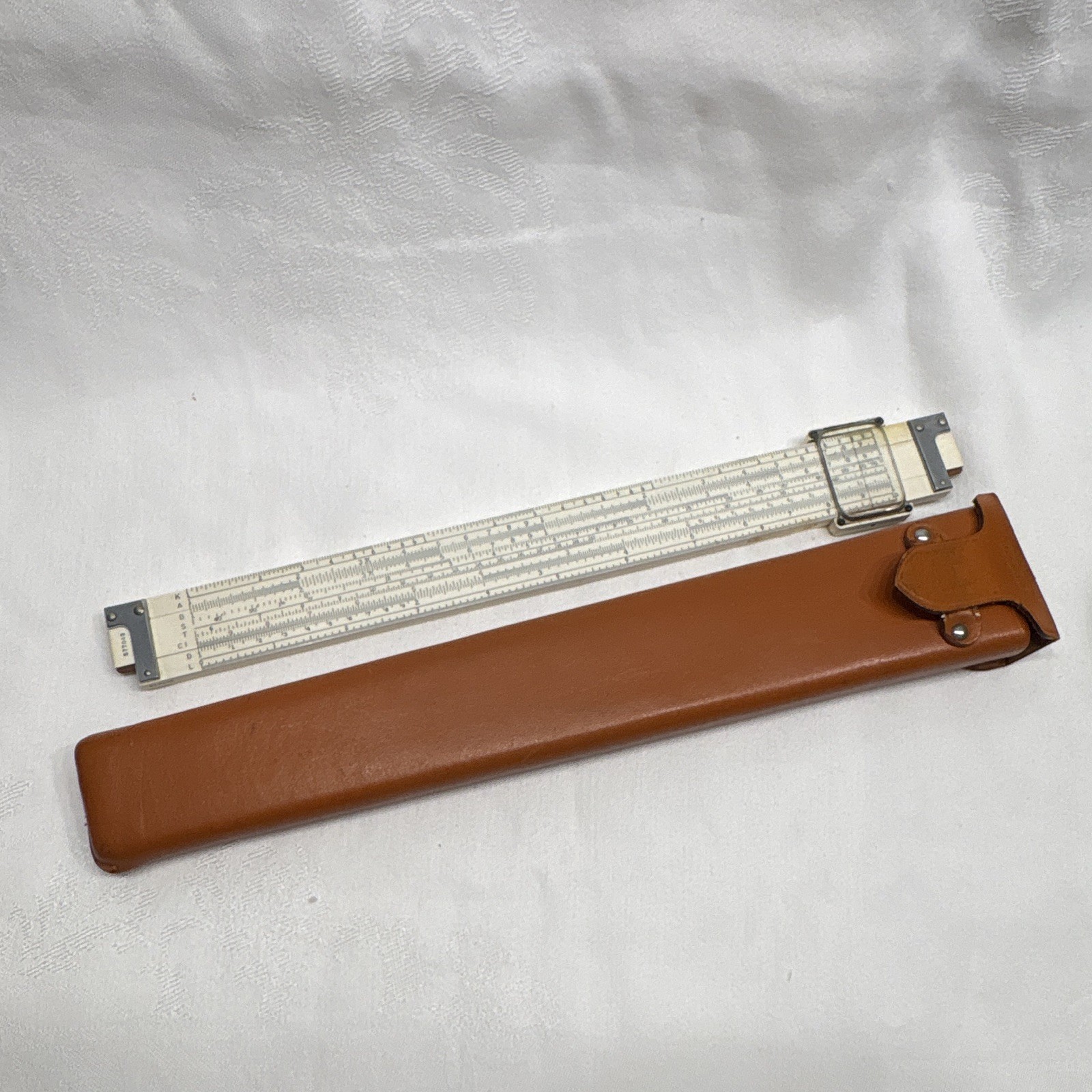 VTG Keuffel & Esser (K&E) Polyphase Duplex Slide Rule Org Leather Case 1951 USA