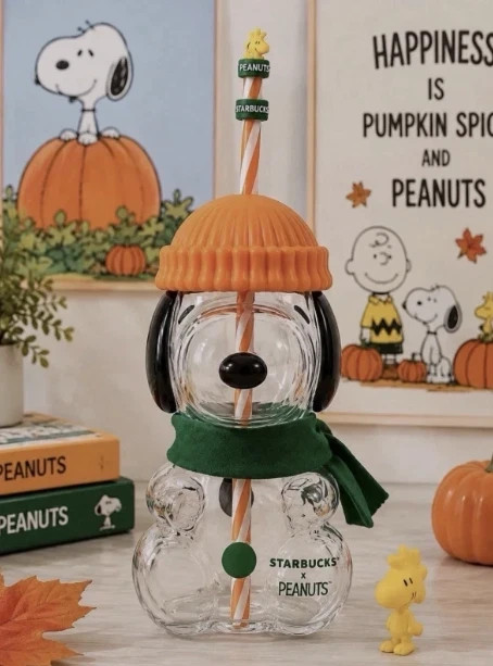 Starbucks Peanuts Snoopy Limited Edition 20oz Glass Coffee Cup Tumbler Fan Made Starbucks Peanuts Snoopy Limited Edition 20oz Glass Coffee Cup Tumbler Fan Made