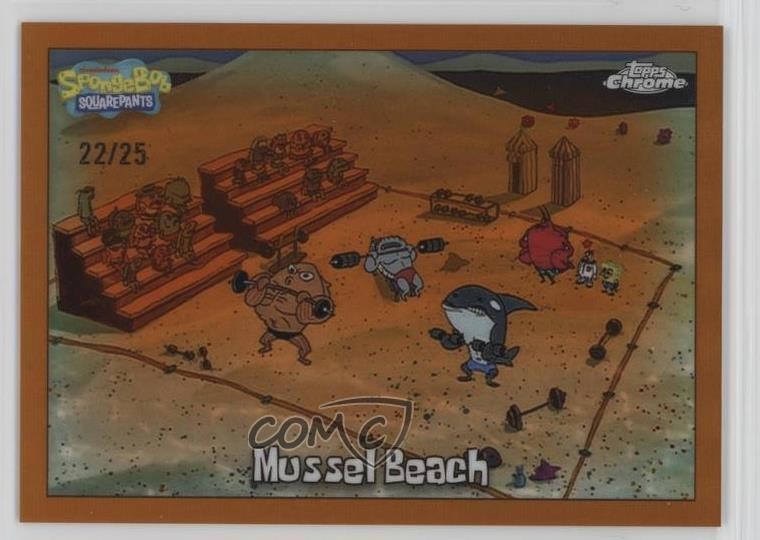 2025 Topps Chrome Spongebob 25th Orange Refractor /25 Mussel Beach #60 us4