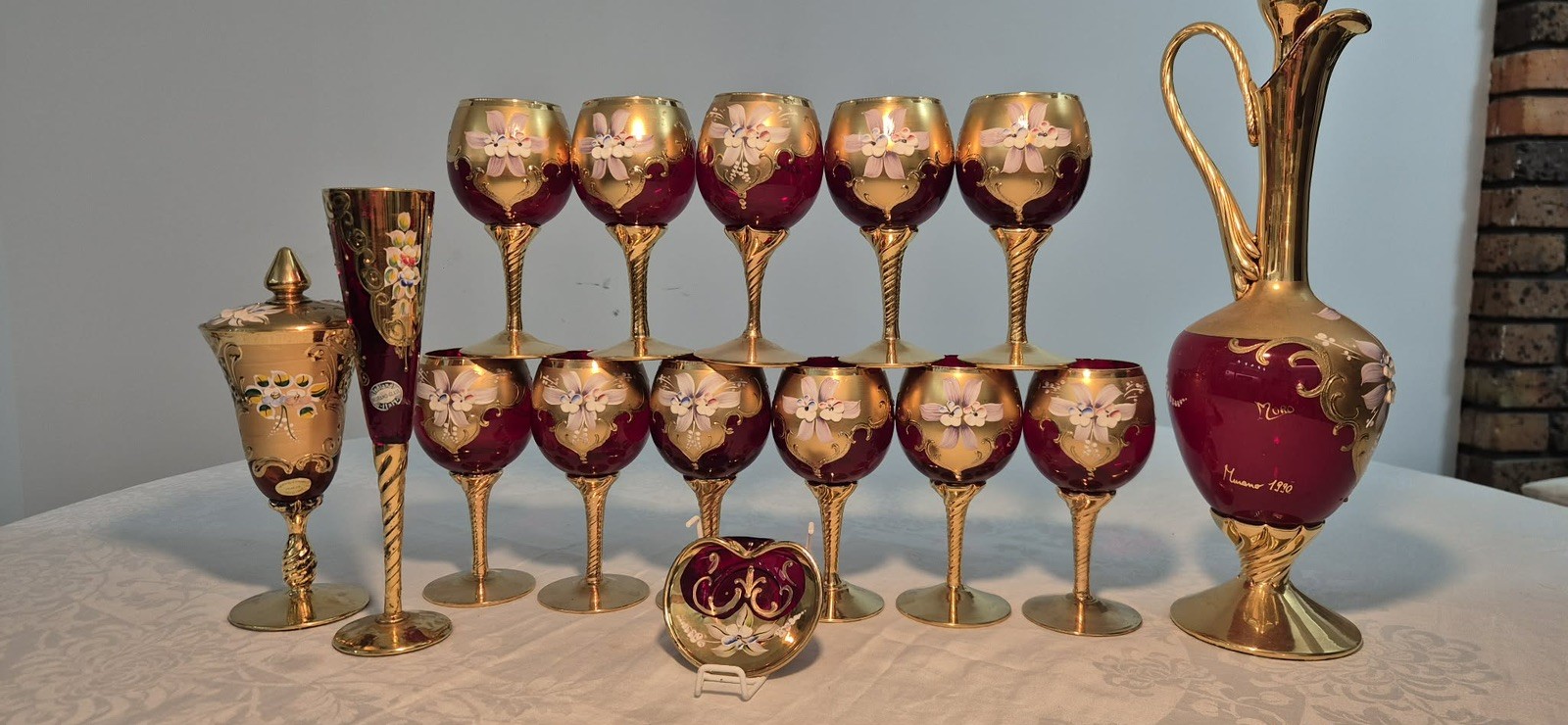 Bohemian / Venetian Revival luxury glassware Murano