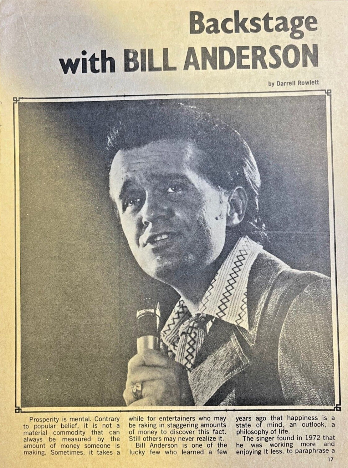 1974 Country Entertainer Bill Anderson