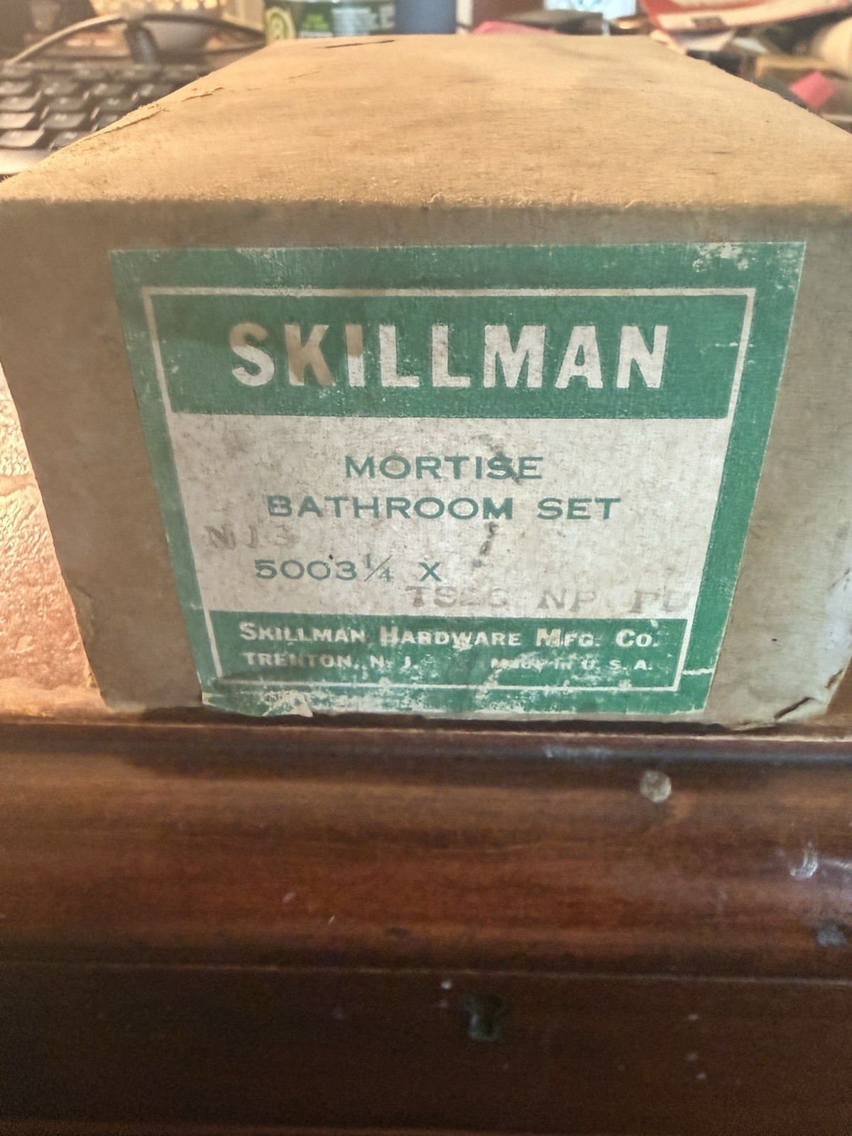 NOS Vintage Skillman Door Mortise bathroom Set Brass Knob NOS Vintage Skillman Door Mortise bathroom Set Brass Knob