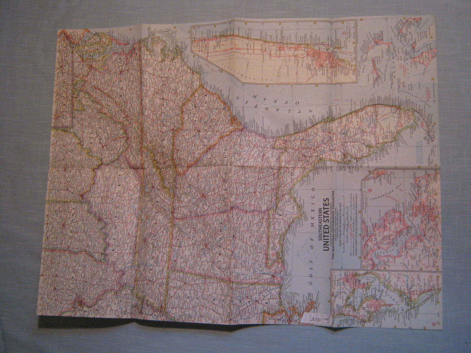 VINTAGE SOUTHEASTERN UNITED STATES MAP National Geographic January 1958 