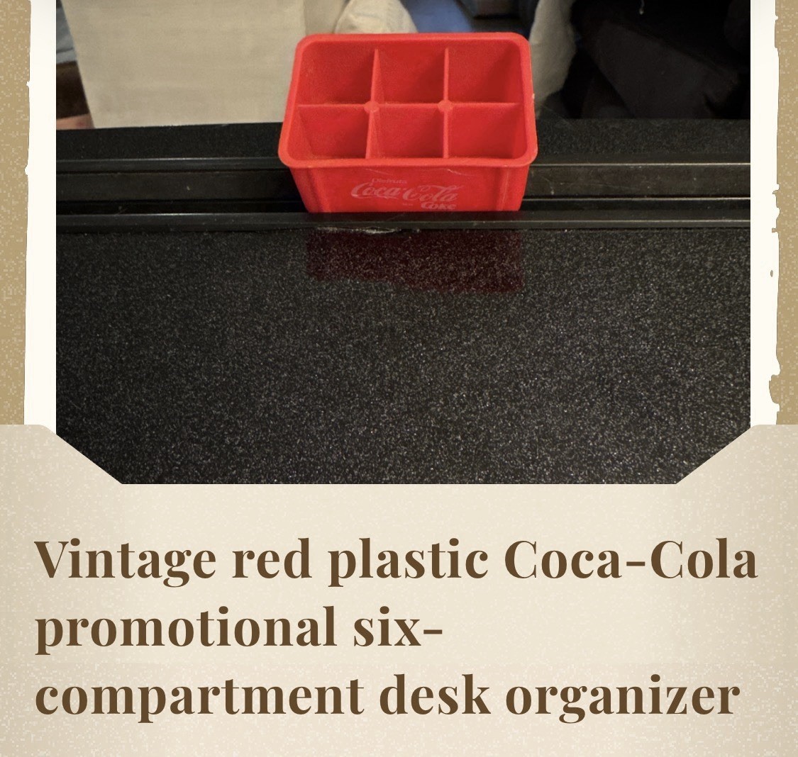 Vintage red plastic Coca-Cola promotional six-compartment desk organizer