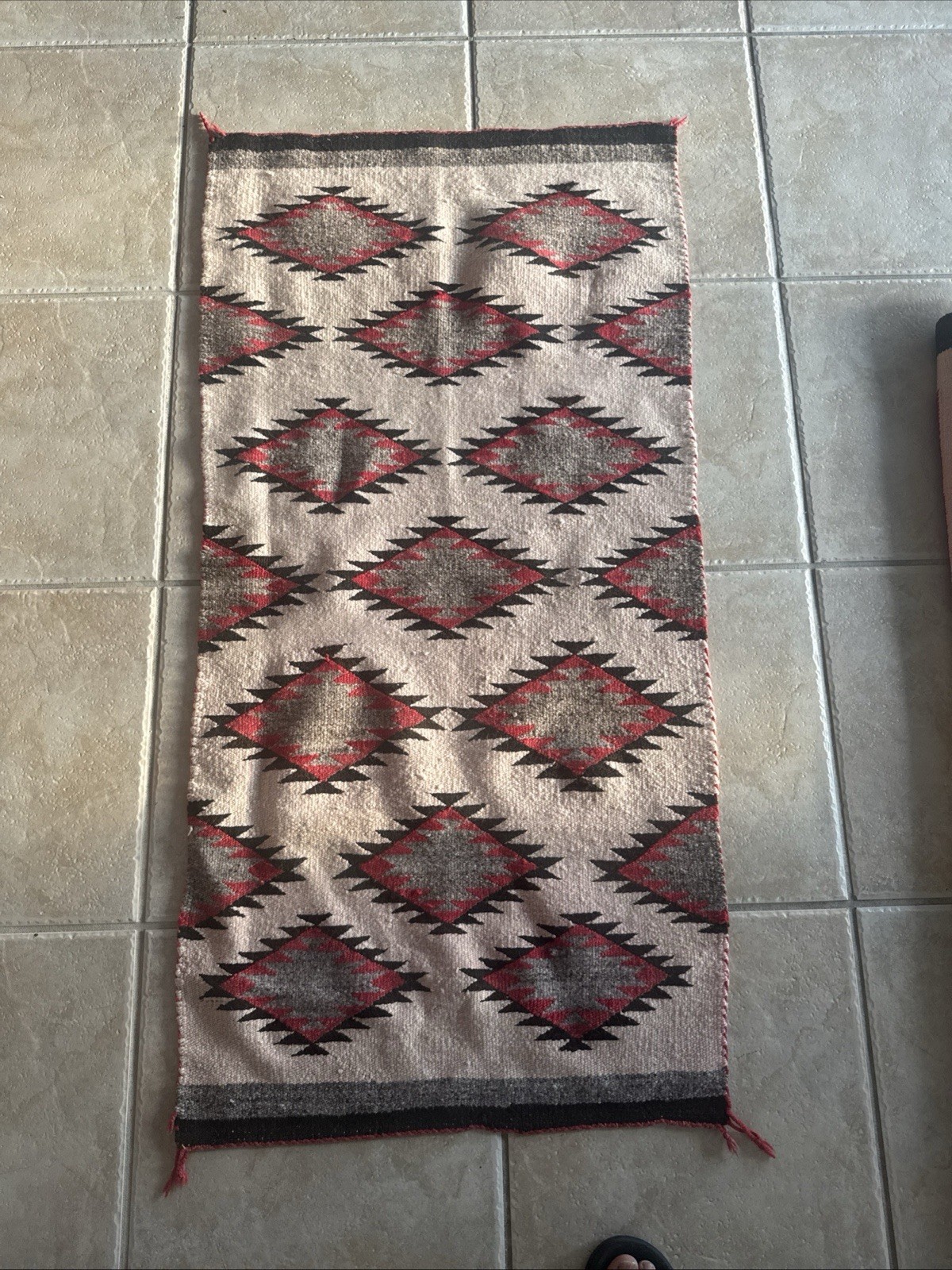 Southwestern Navajo Geometric Runner Area Rug 56” X 26” Red Gray Black