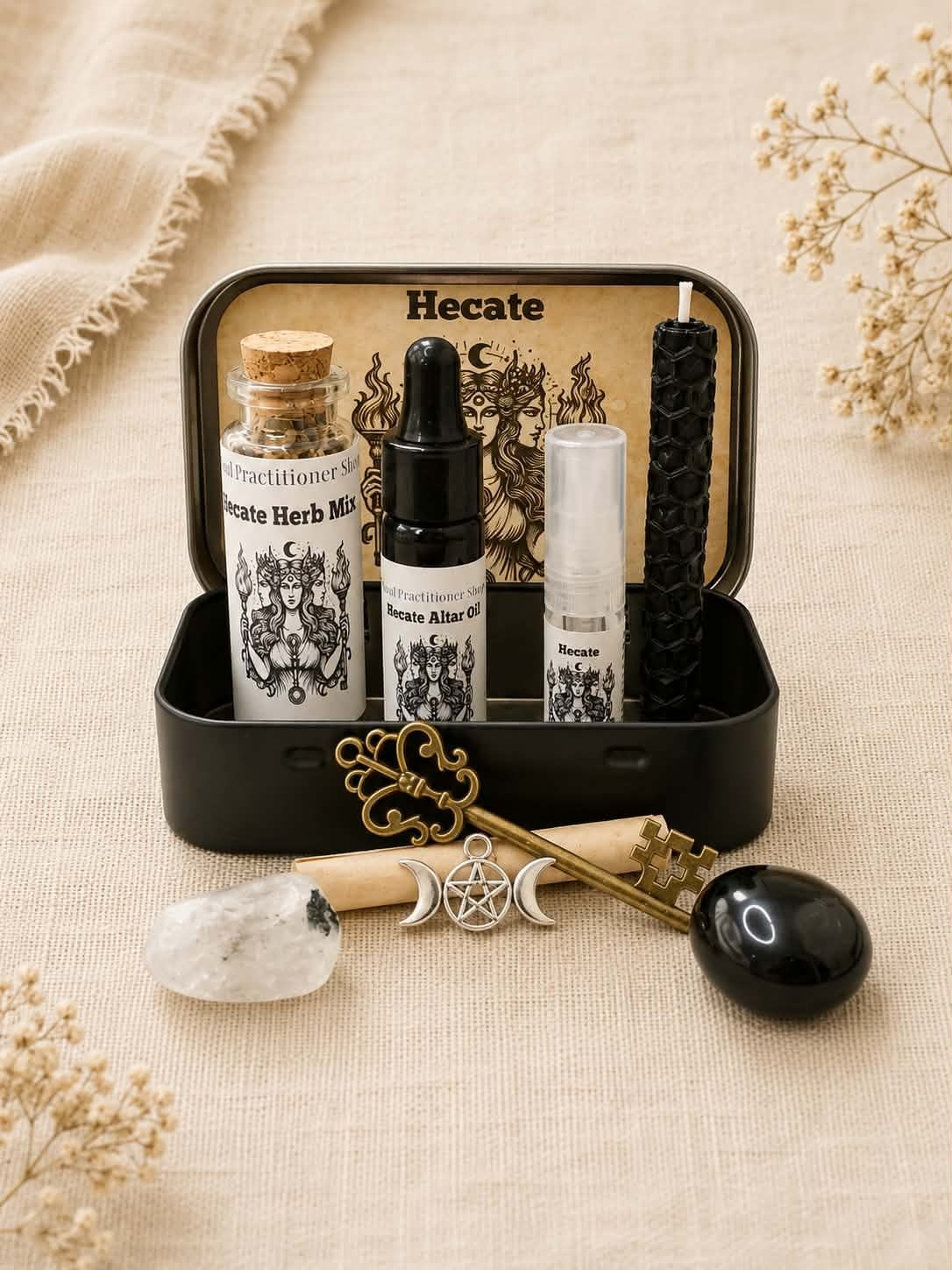 Mini Travel Altar Kit • Witchcraft Ritual Set • Hecate Protection & Spell Kit