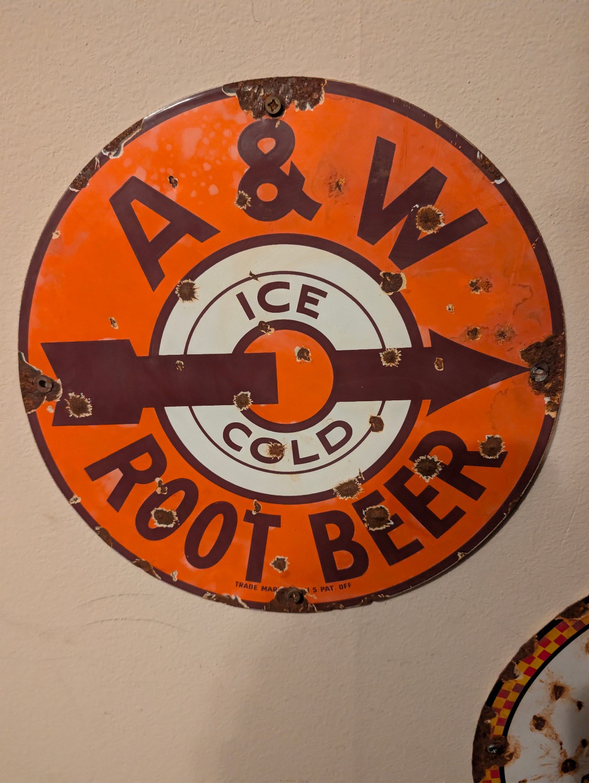 A&W Root Beer porcelain sign vintage