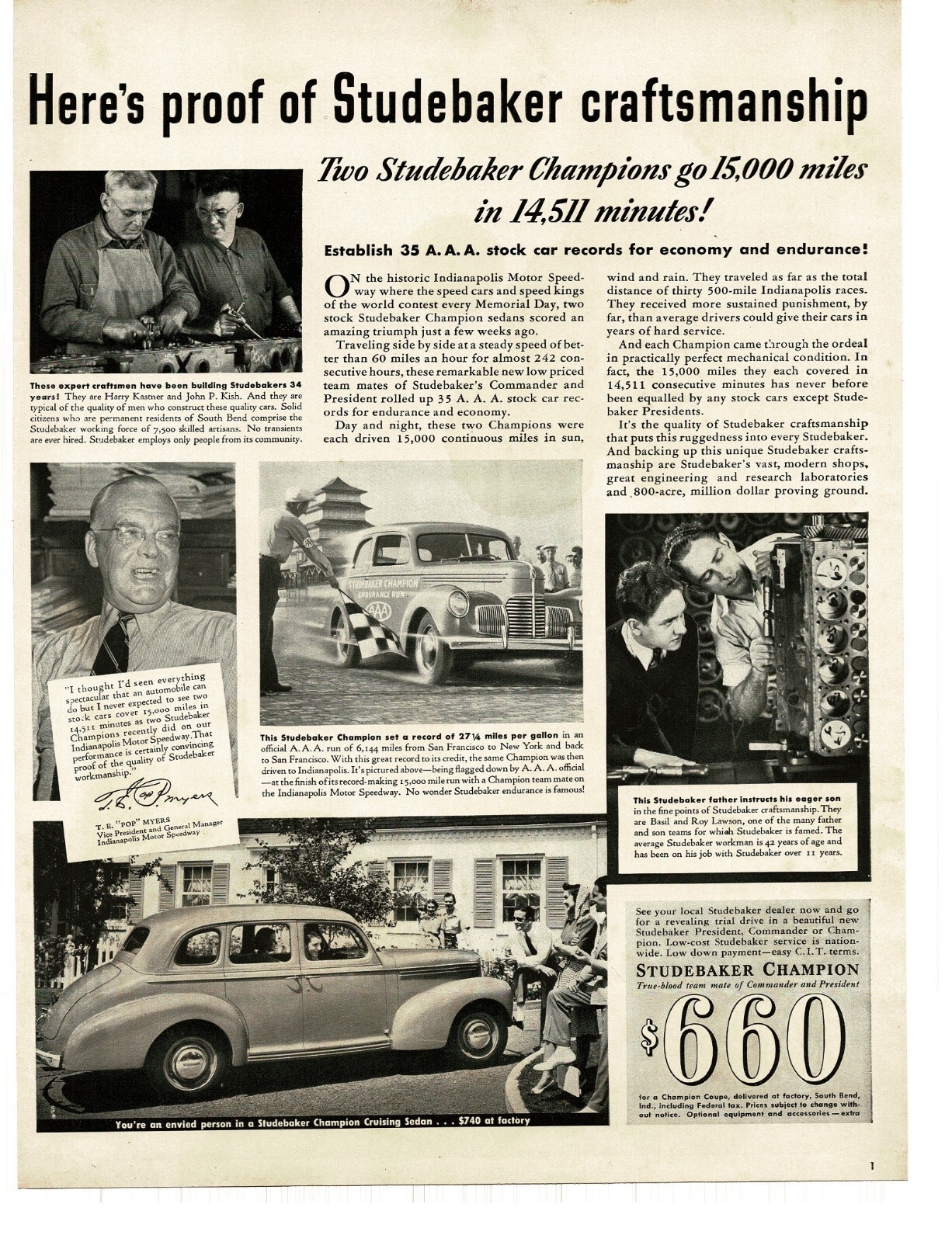 1940 Studebaker Champion Cruising Sedan employee pictures Vintage Print Ad