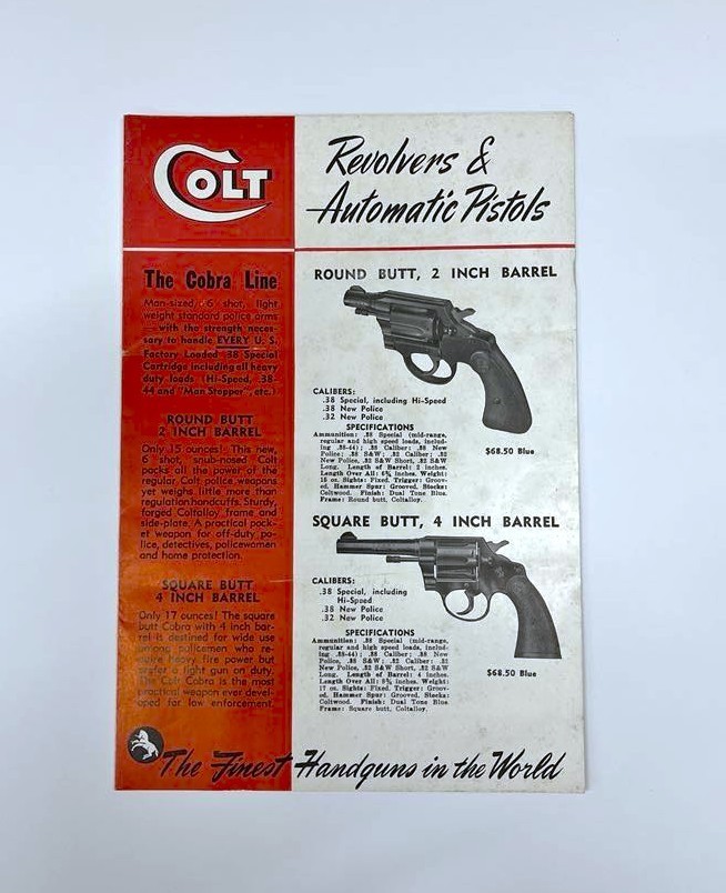 1953 Colt Revolvers & Automatic Pistols Color Foldout Advertising Handout