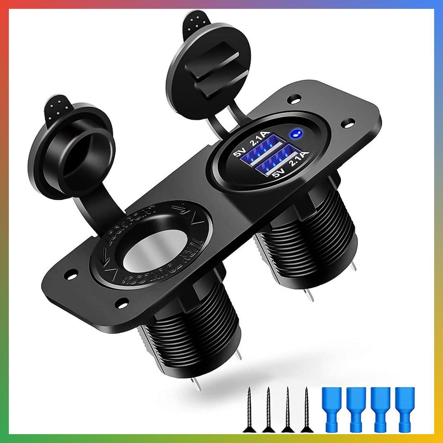 12V USB Outlet Cigarette Lighter Socket Dual Port Power Adapter Marine RV Car Bo 12V USB Outlet Cigarette Lighter Socket Dual Port Power Adapter Marine RV Car Bo