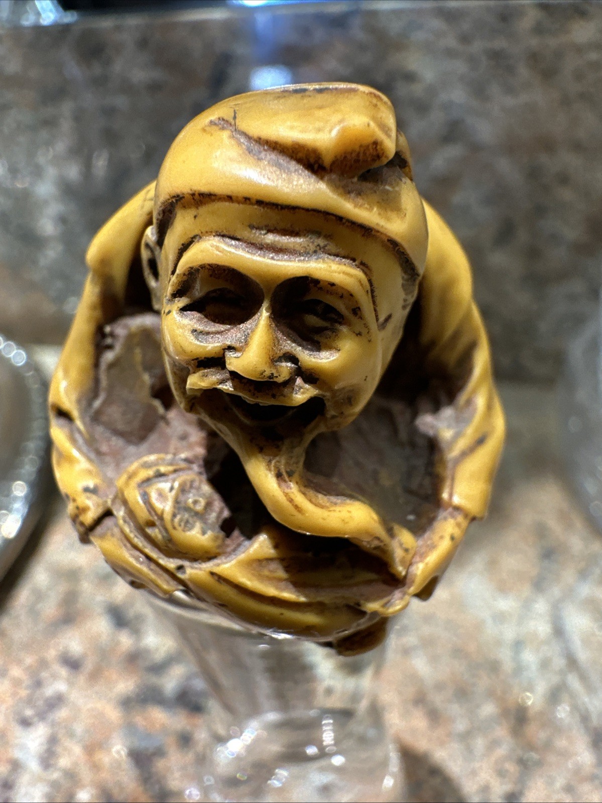 Vintage Japanese  Carved Old Man Small