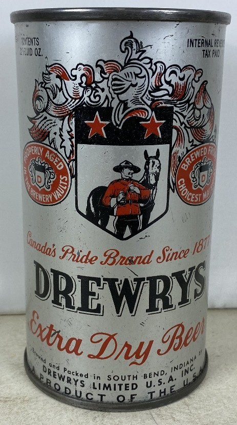 Vintage 1940\'s IRTP Flat Top Can Drewrys Extra Dry Beer South Bend, IN