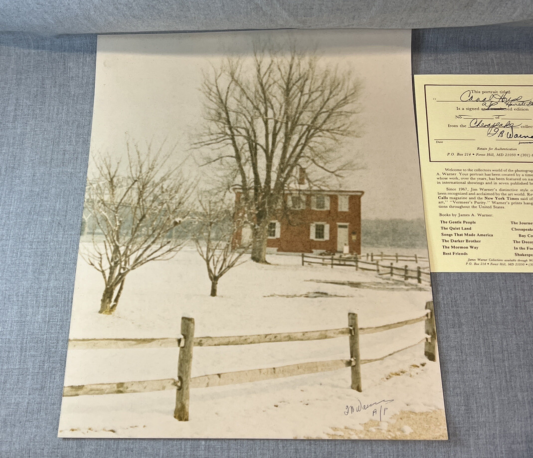 VTG SIGNED ARTIST PROOF 11x14 James A Warner Chesapeake Collection CANAL HOUSE