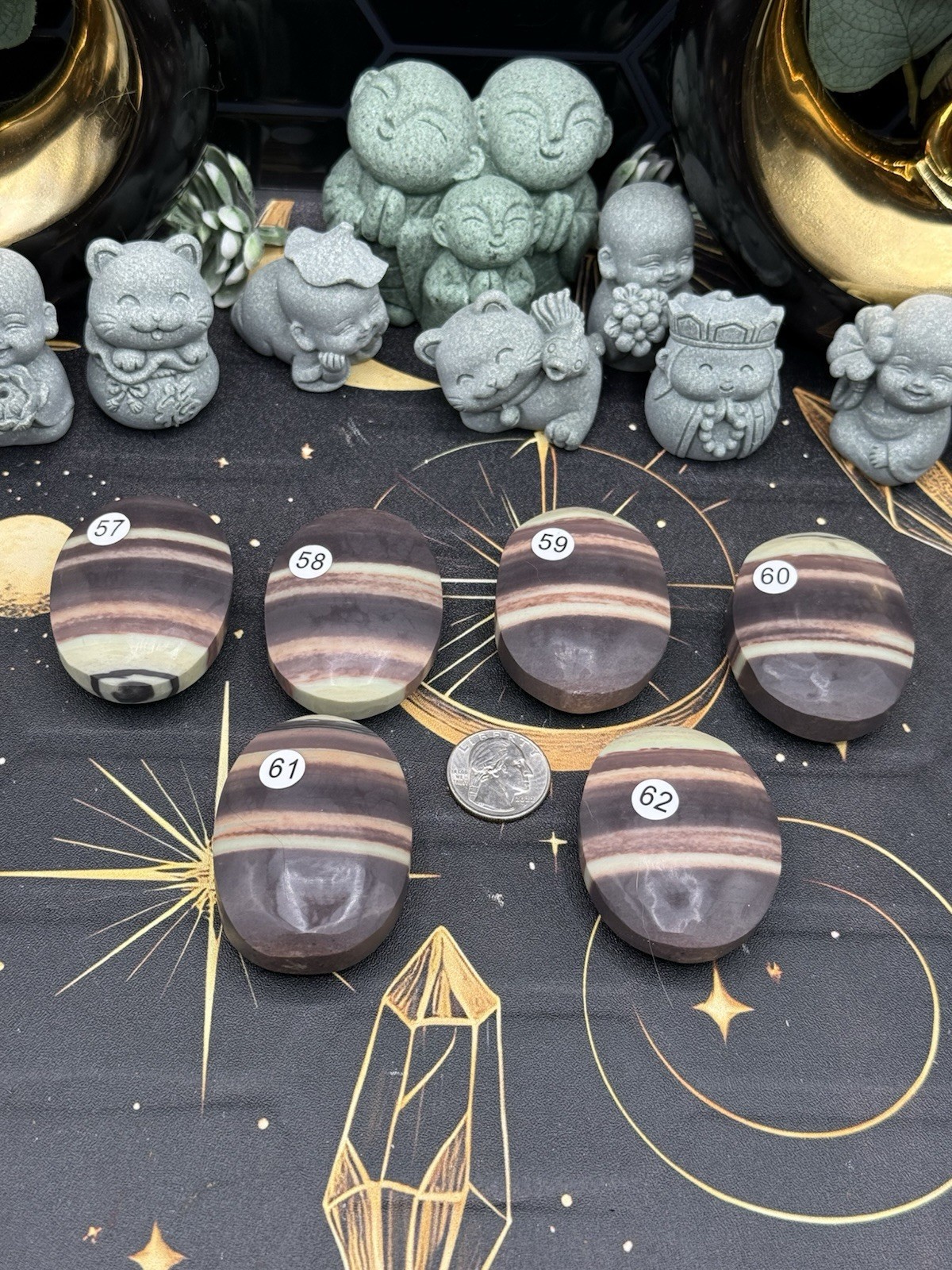 Natural Purple Robe Jade Palmstones. 