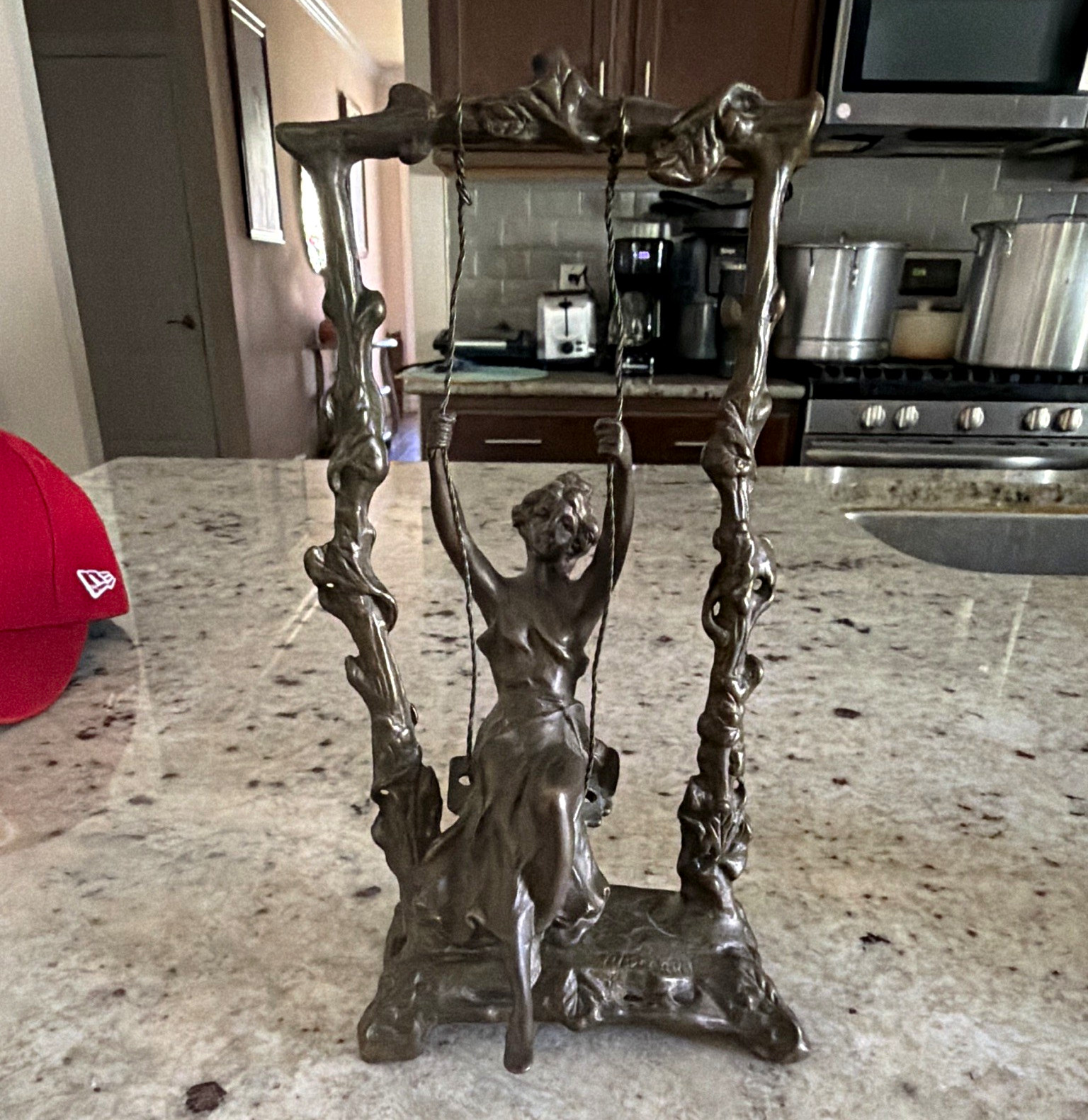 Vintage Signed Moreau Art Nouveau Girl on Swing Bronze Sculpture Vintage Signed Moreau Art Nouveau Girl on Swing Bronze Sculpture