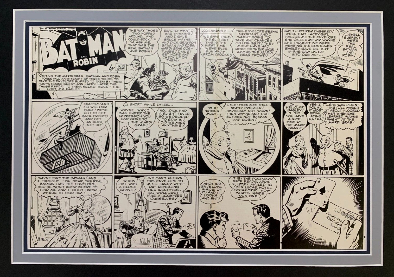 BATMAN & Robin 1944 Pre Production copy of Sunday strip comic art