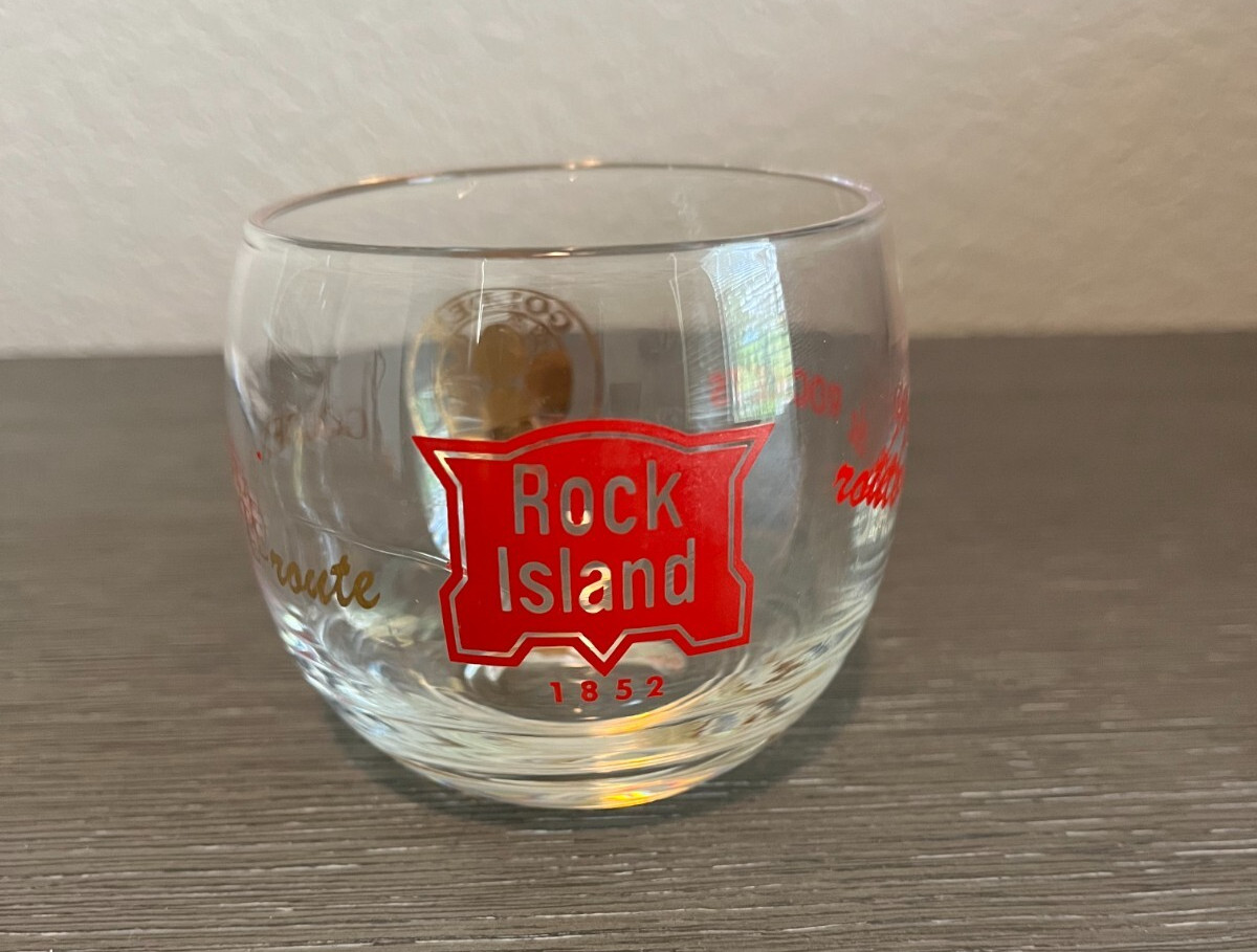 Vintage Rock Island 2.5'' Glass Golden State Route  - Route of the Rockets